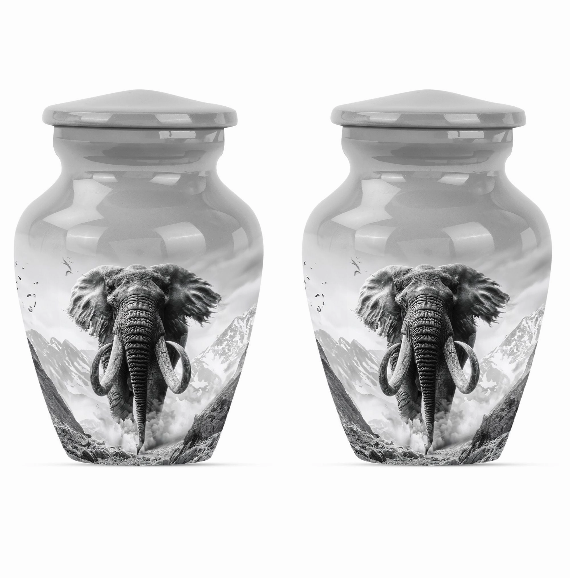 Mammoth Tribute: Aluminium Cremation Memorial Urn For Ashes