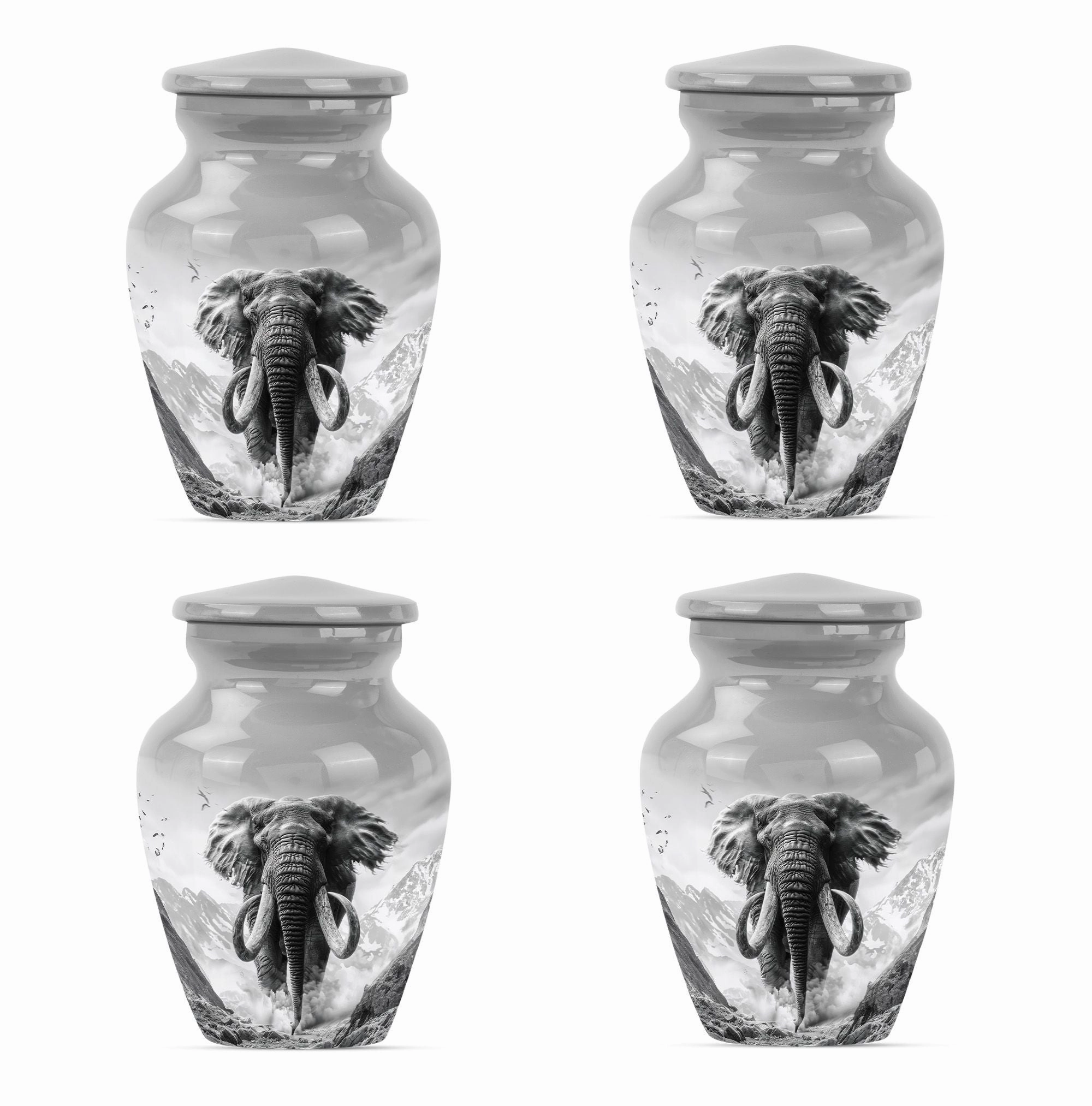 Mammoth Tribute: Aluminium Cremation Memorial Urn For Ashes