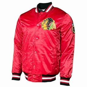 Men's Chicago Blackhawks Old School Original Starter Satin Jacket-Red