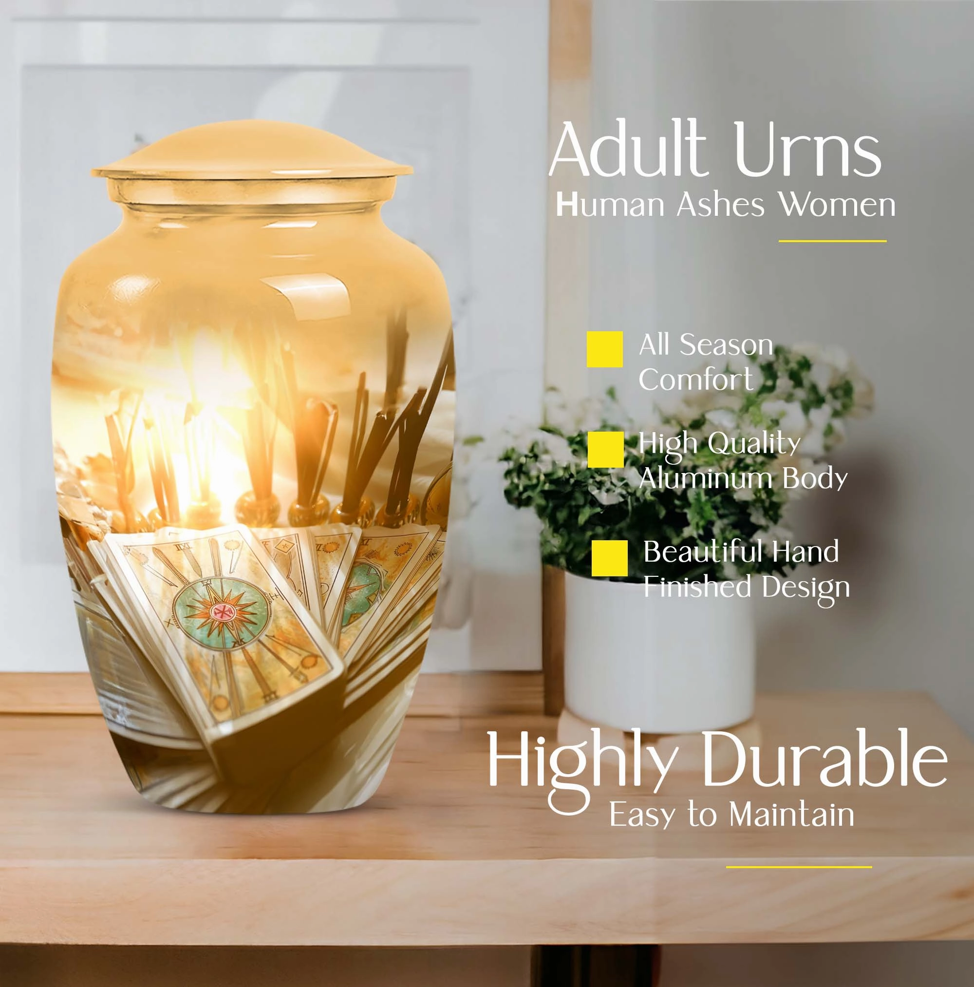 Men's Everlasting Tarot Aluminum Urn: Timeless Memorial Keepsake