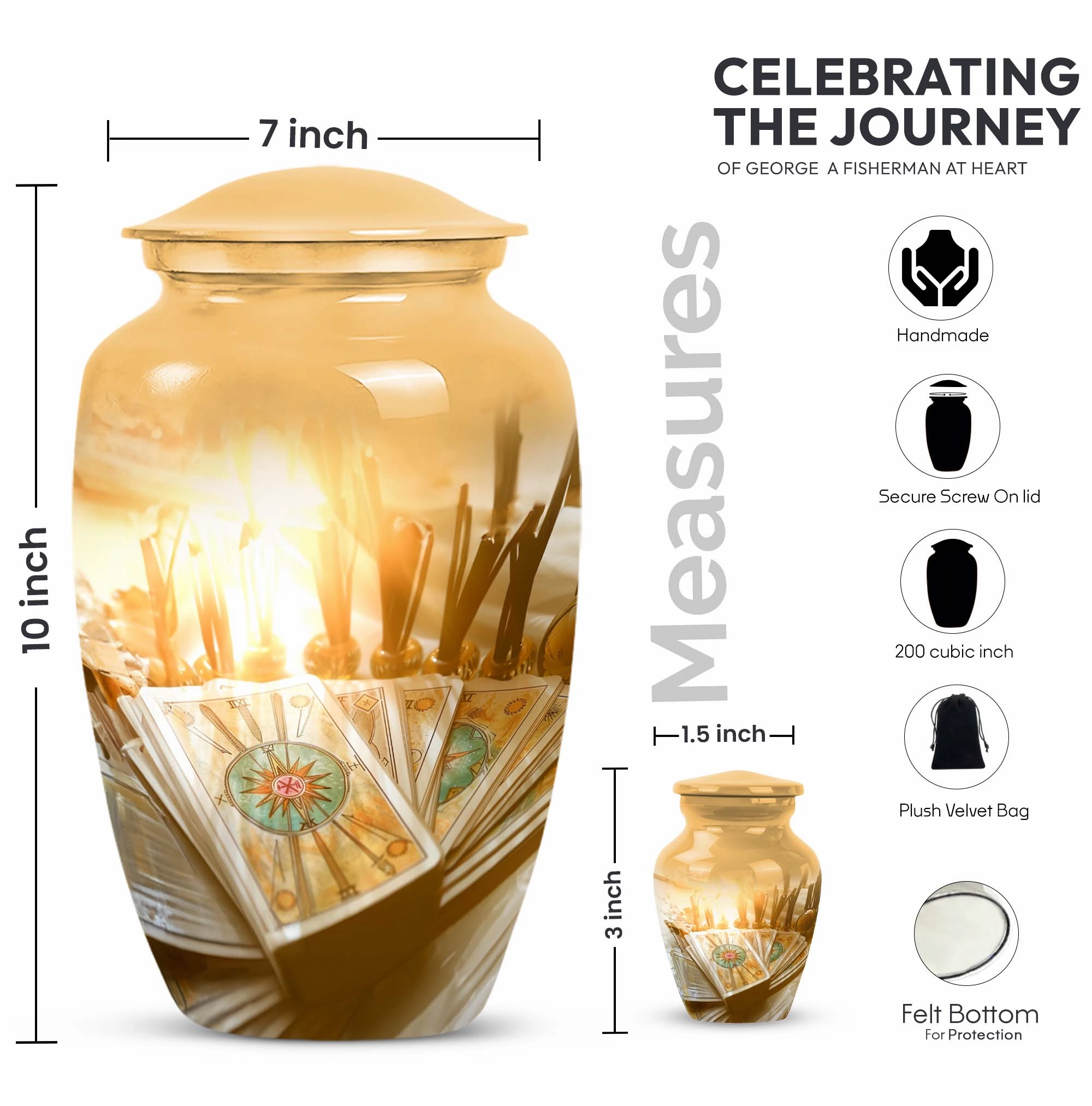 Men's Everlasting Tarot Aluminum Urn: Timeless Memorial Keepsake