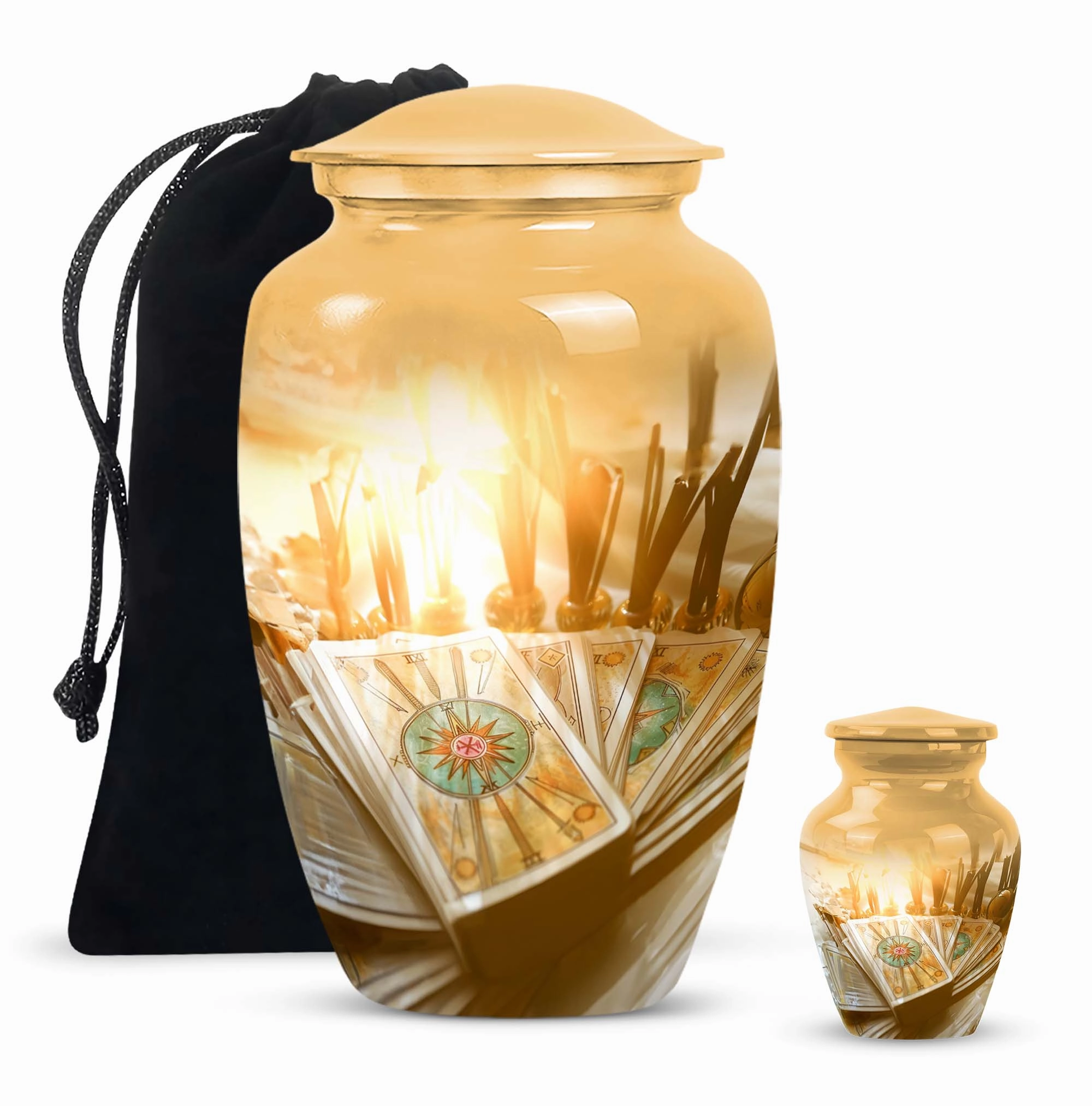 Men's Everlasting Tarot Aluminum Urn: Timeless Memorial Keepsake