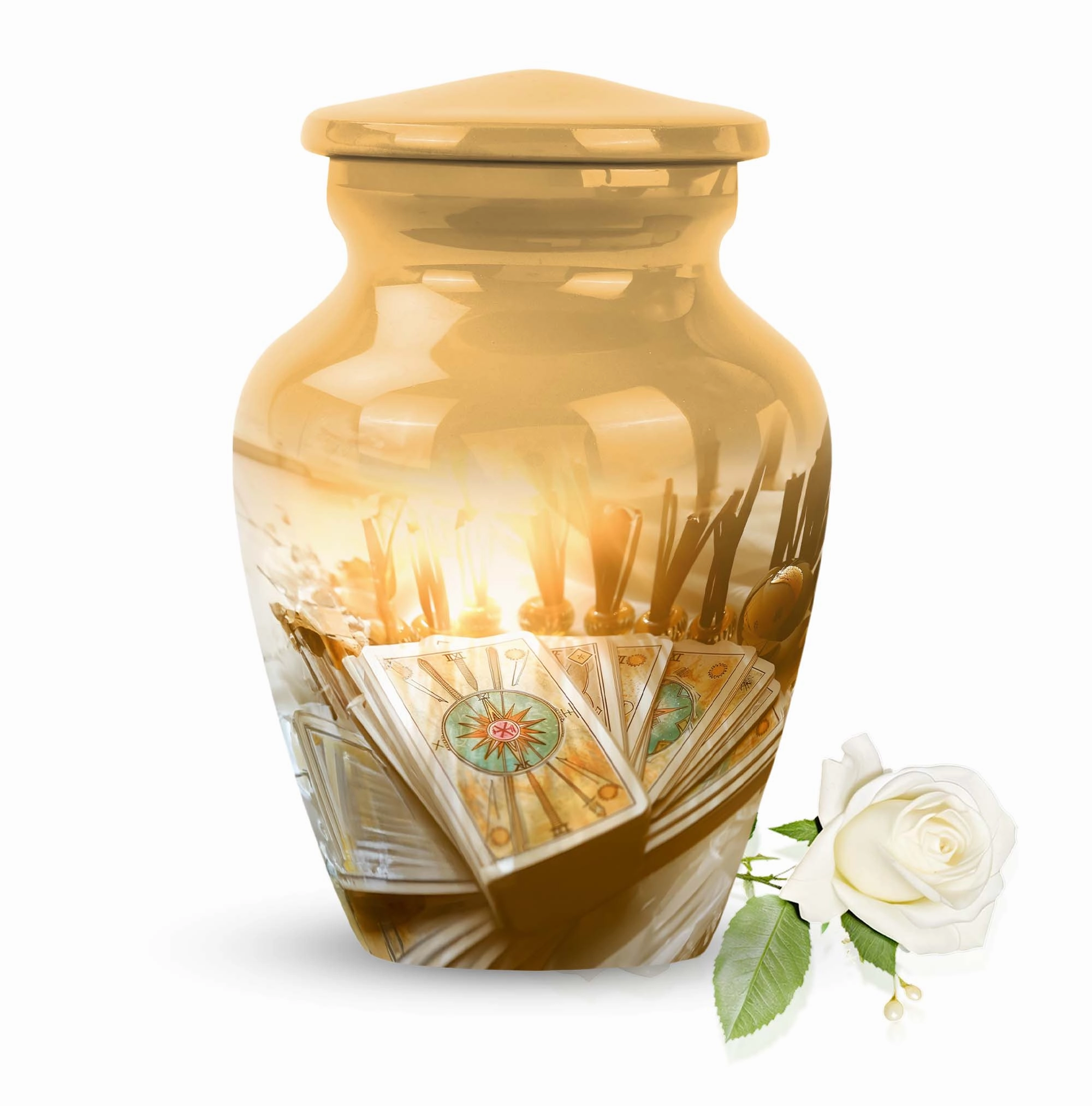 Men's Everlasting Tarot Aluminum Urn: Timeless Memorial Keepsake