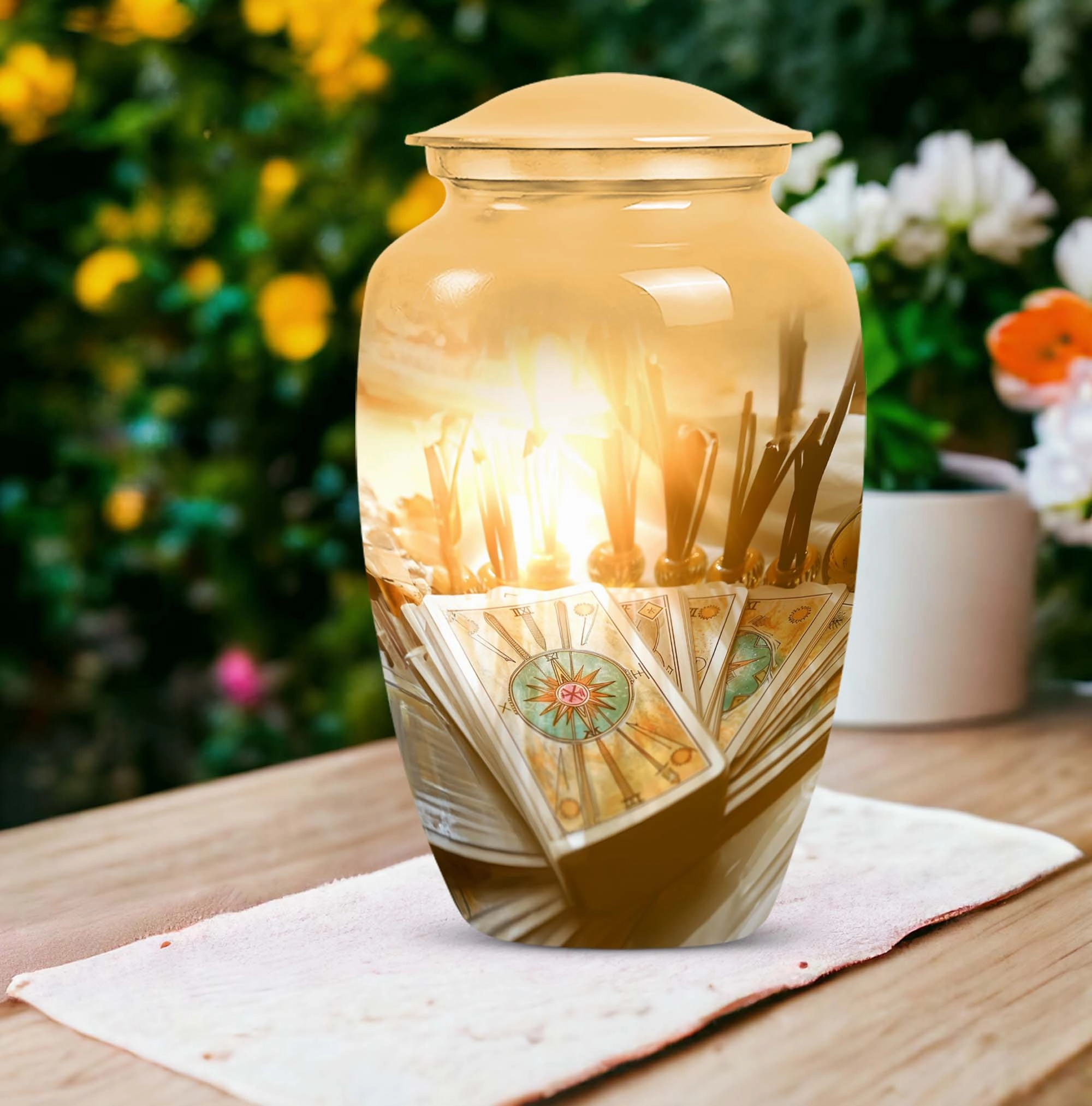 Men's Everlasting Tarot Aluminum Urn: Timeless Memorial Keepsake