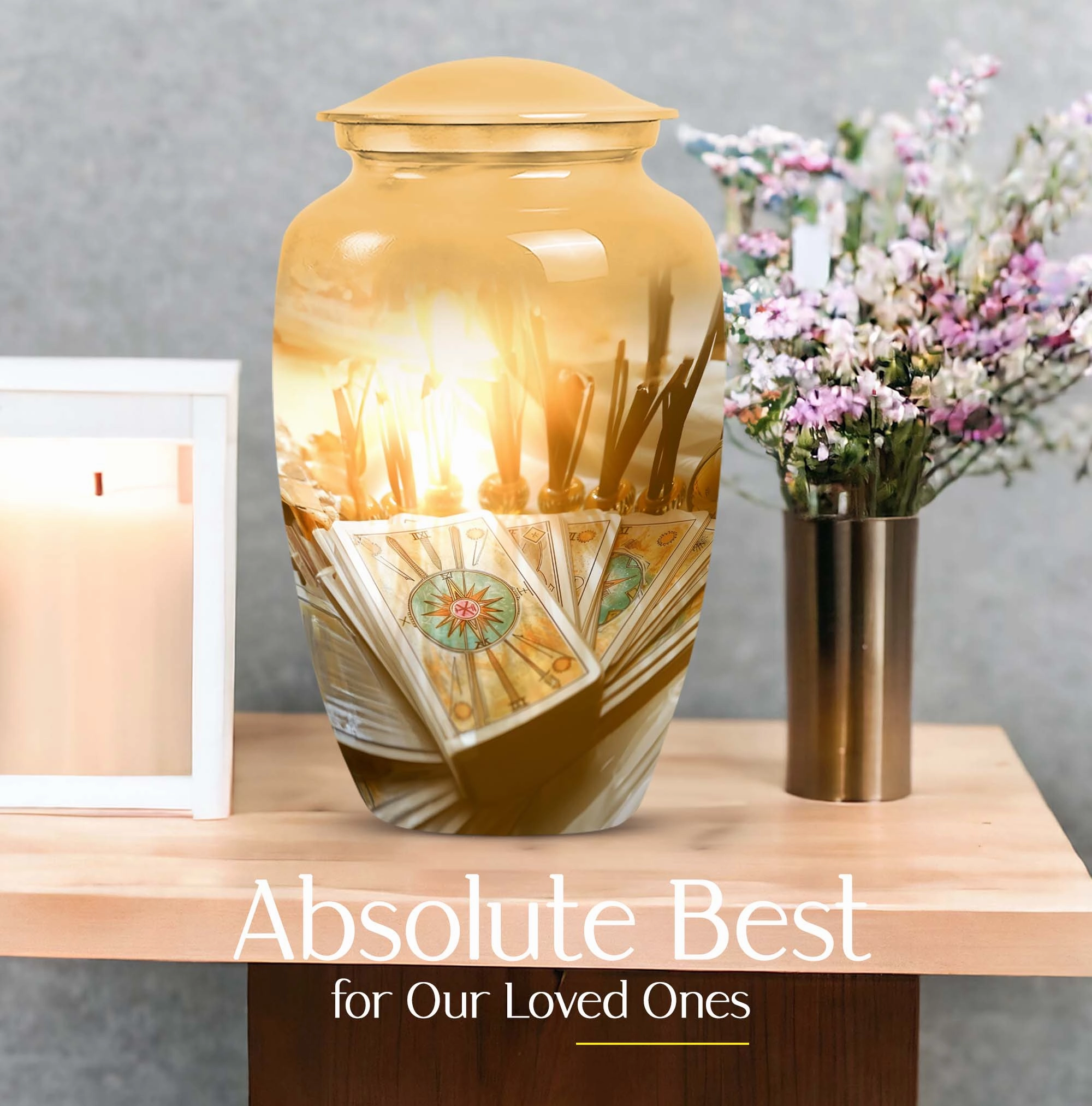 Men's Everlasting Tarot Aluminum Urn: Timeless Memorial Keepsake