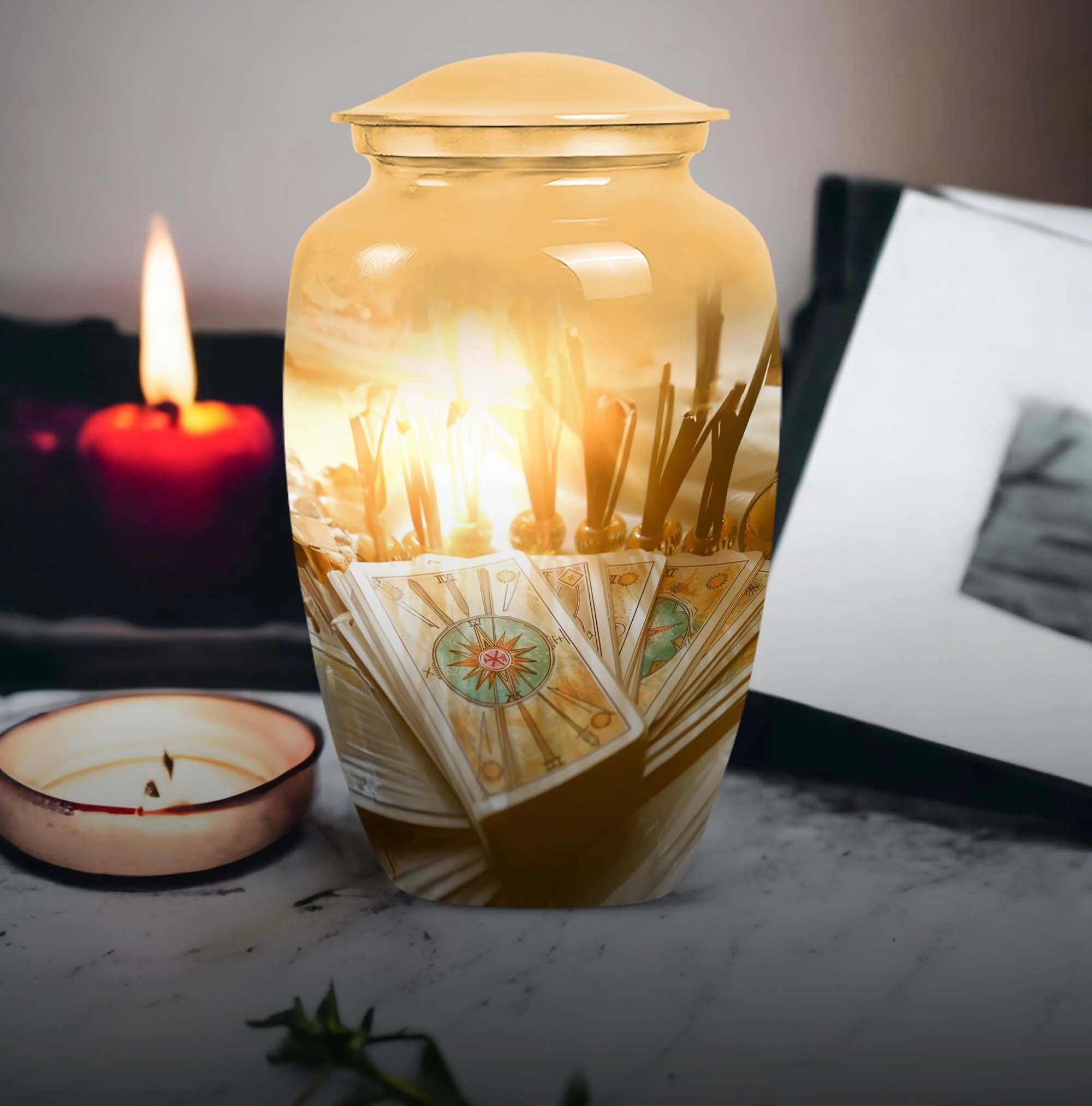 Men's Everlasting Tarot Aluminum Urn: Timeless Memorial Keepsake