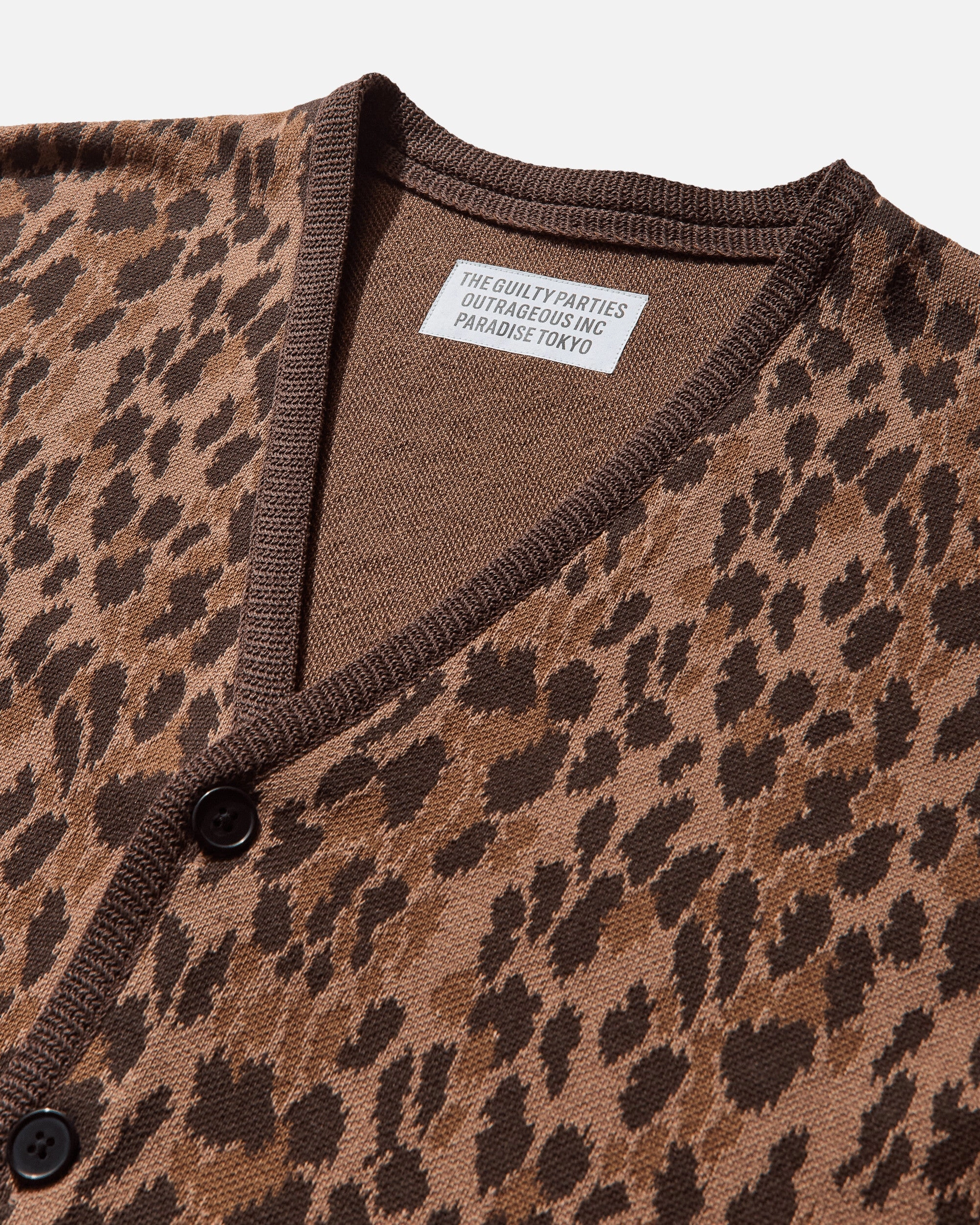 Men's Leopard Jacquard Cardigan (Type-2) Brown