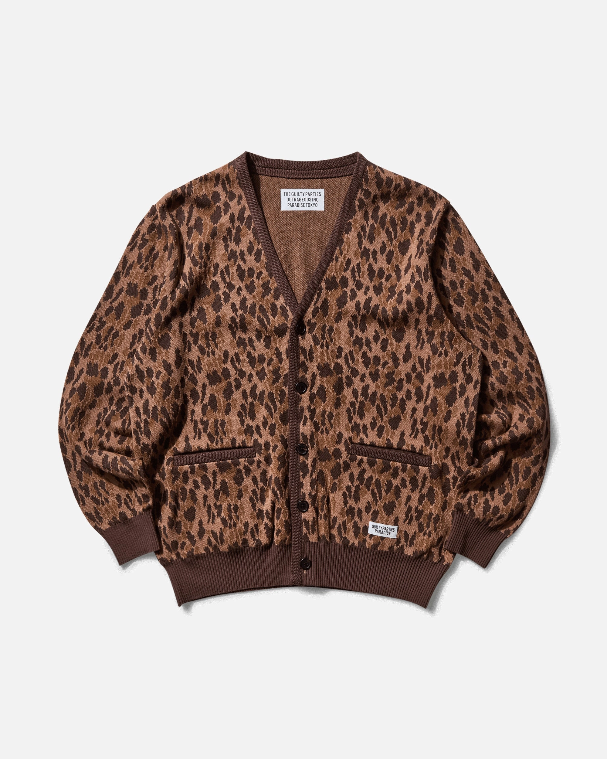 Men's Leopard Jacquard Cardigan (Type-2) Brown