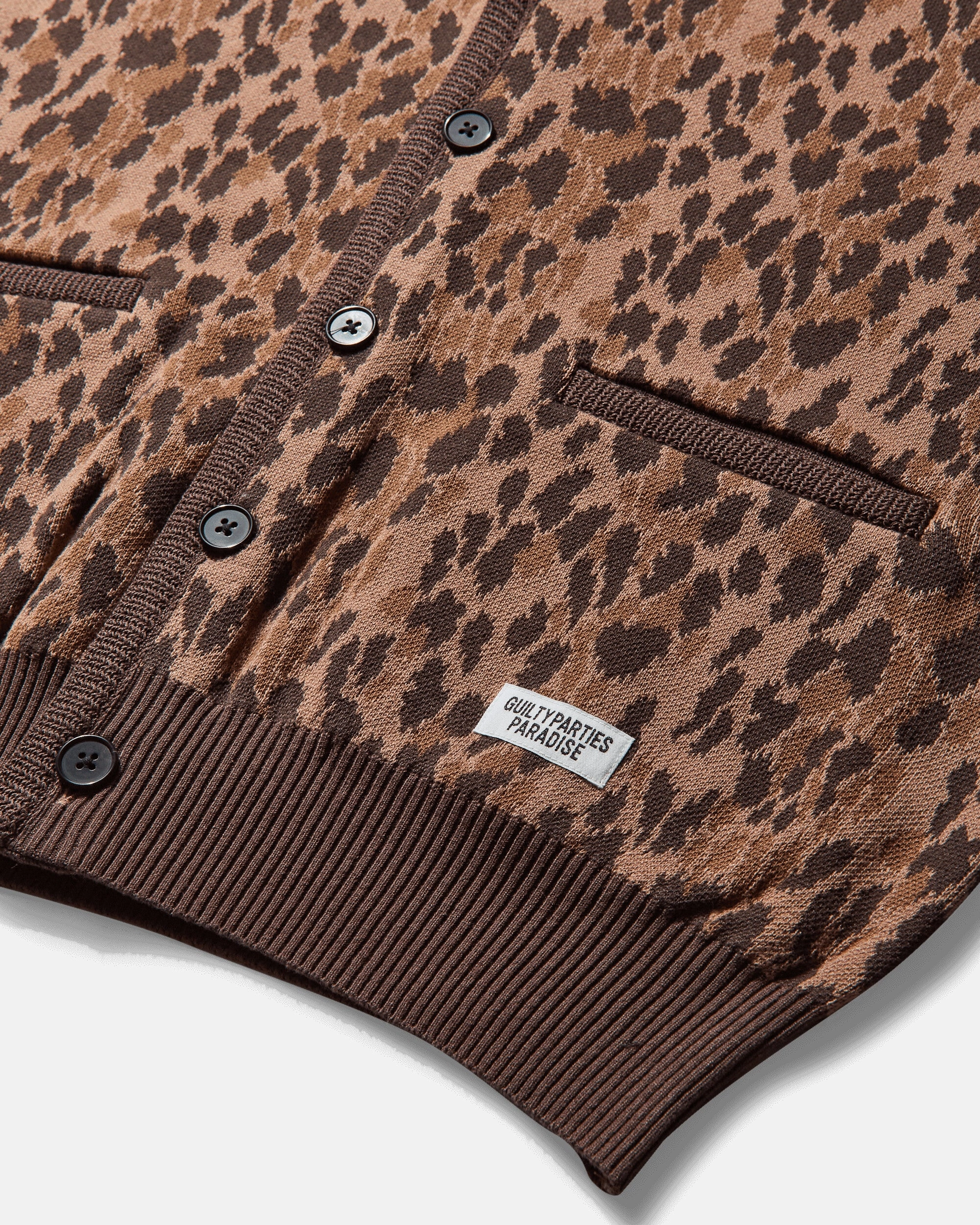 Men's Leopard Jacquard Cardigan (Type-2) Brown