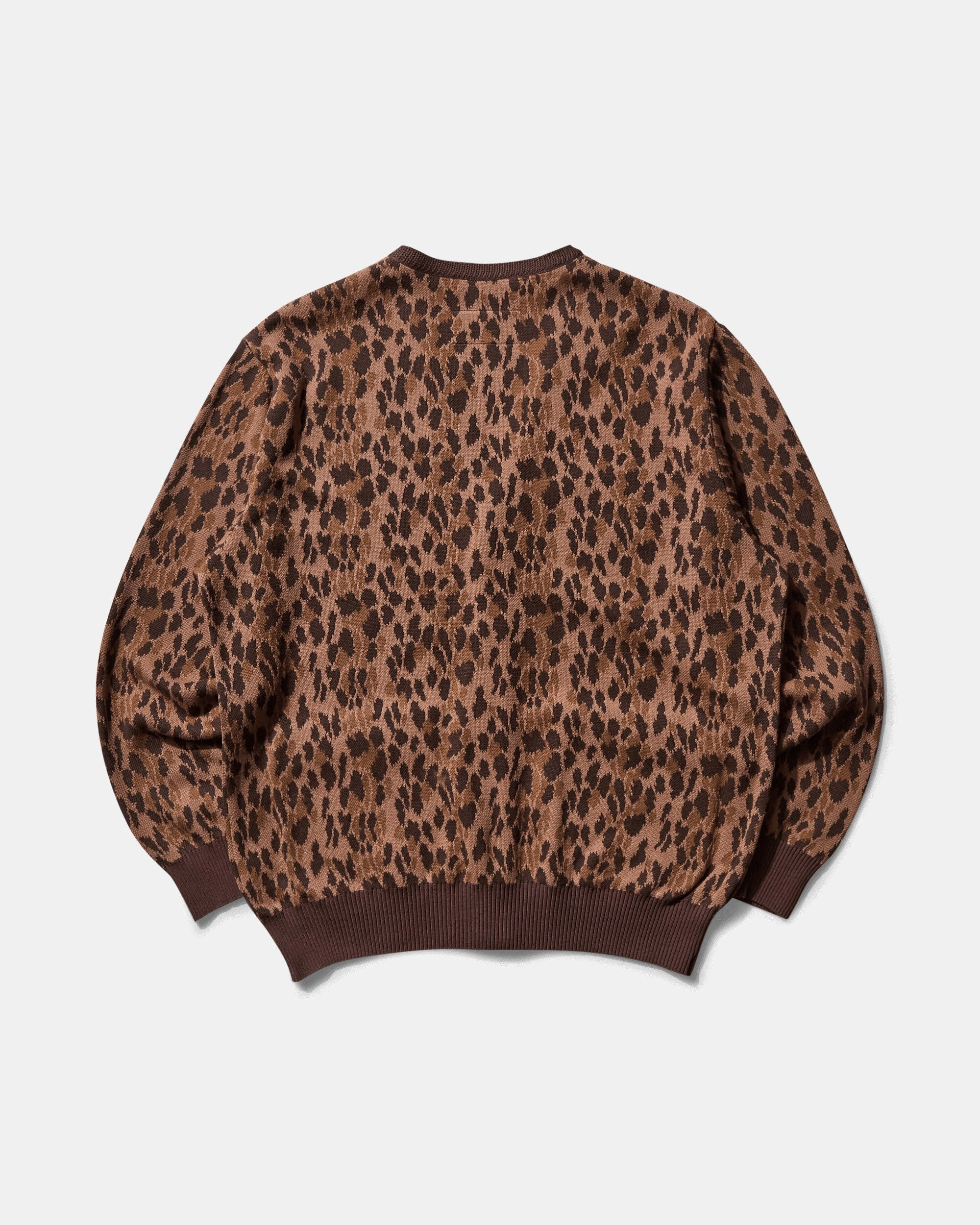 Men's Leopard Jacquard Cardigan (Type-2) Brown