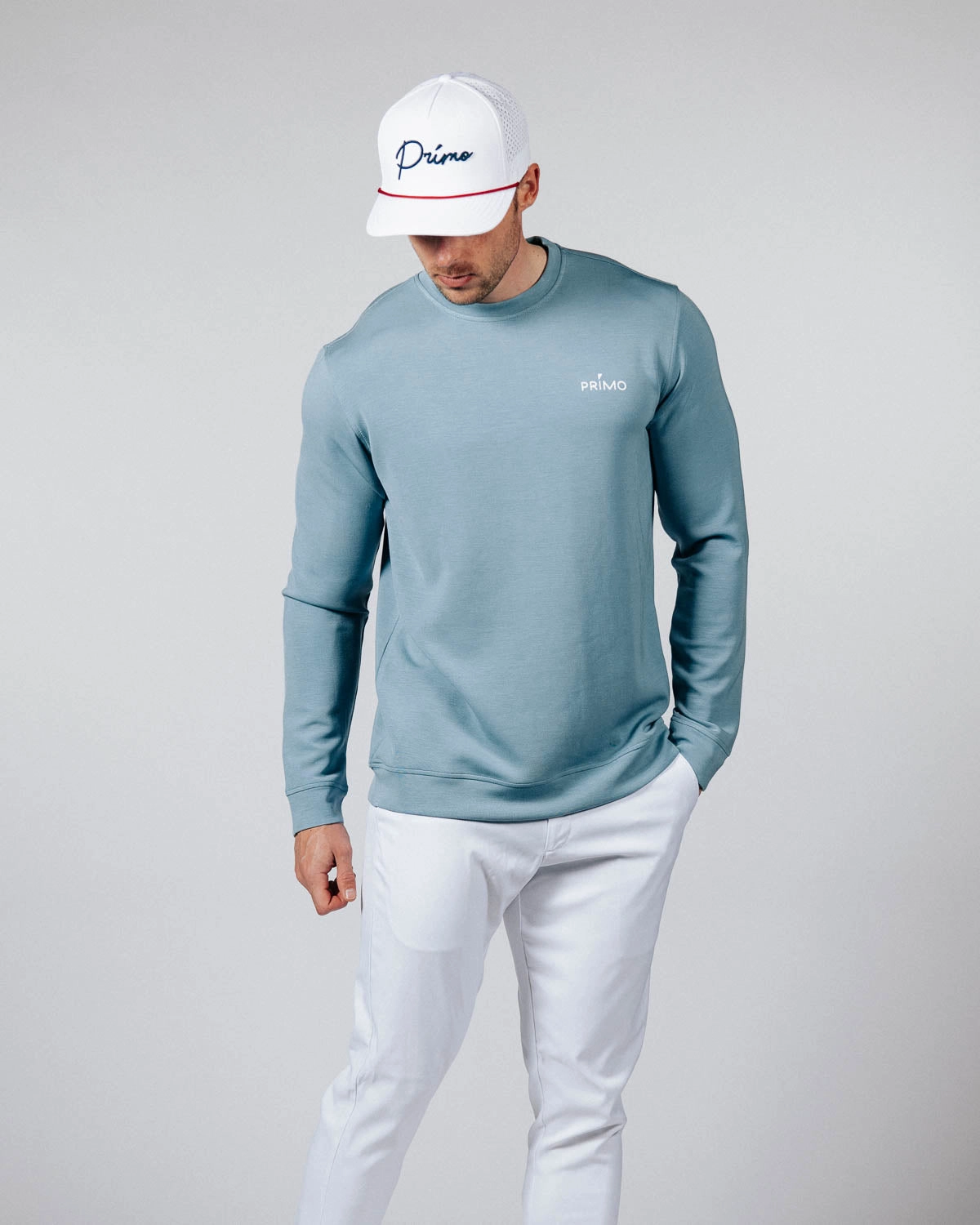 Men's Stone Blue Golf Crew Neck