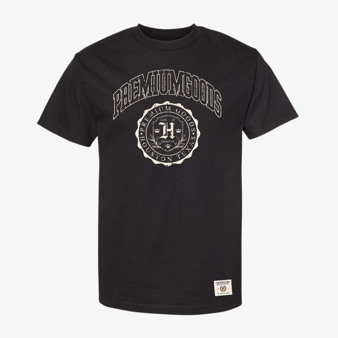 mens premiumgoods. tee crest (faded black)