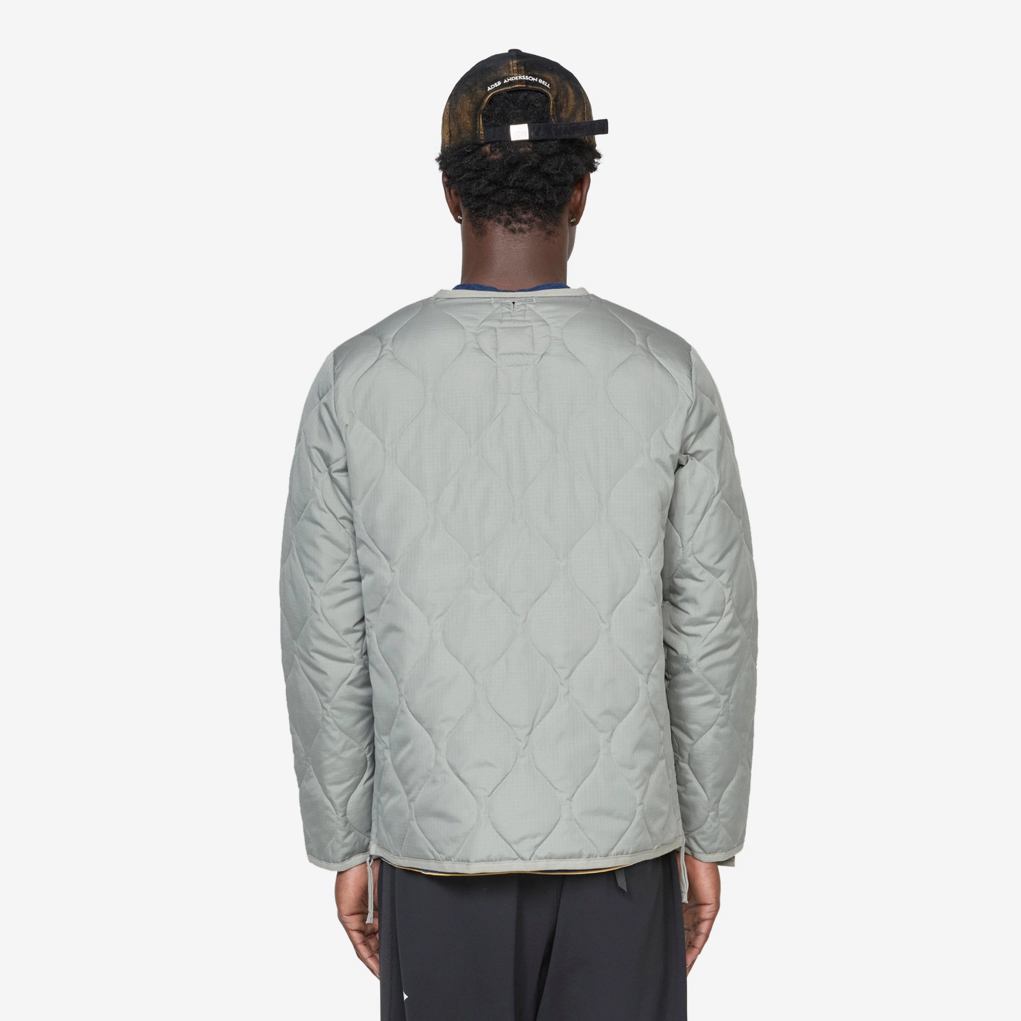 Military Zip V-Neck Down Jacket Dark Sage Green