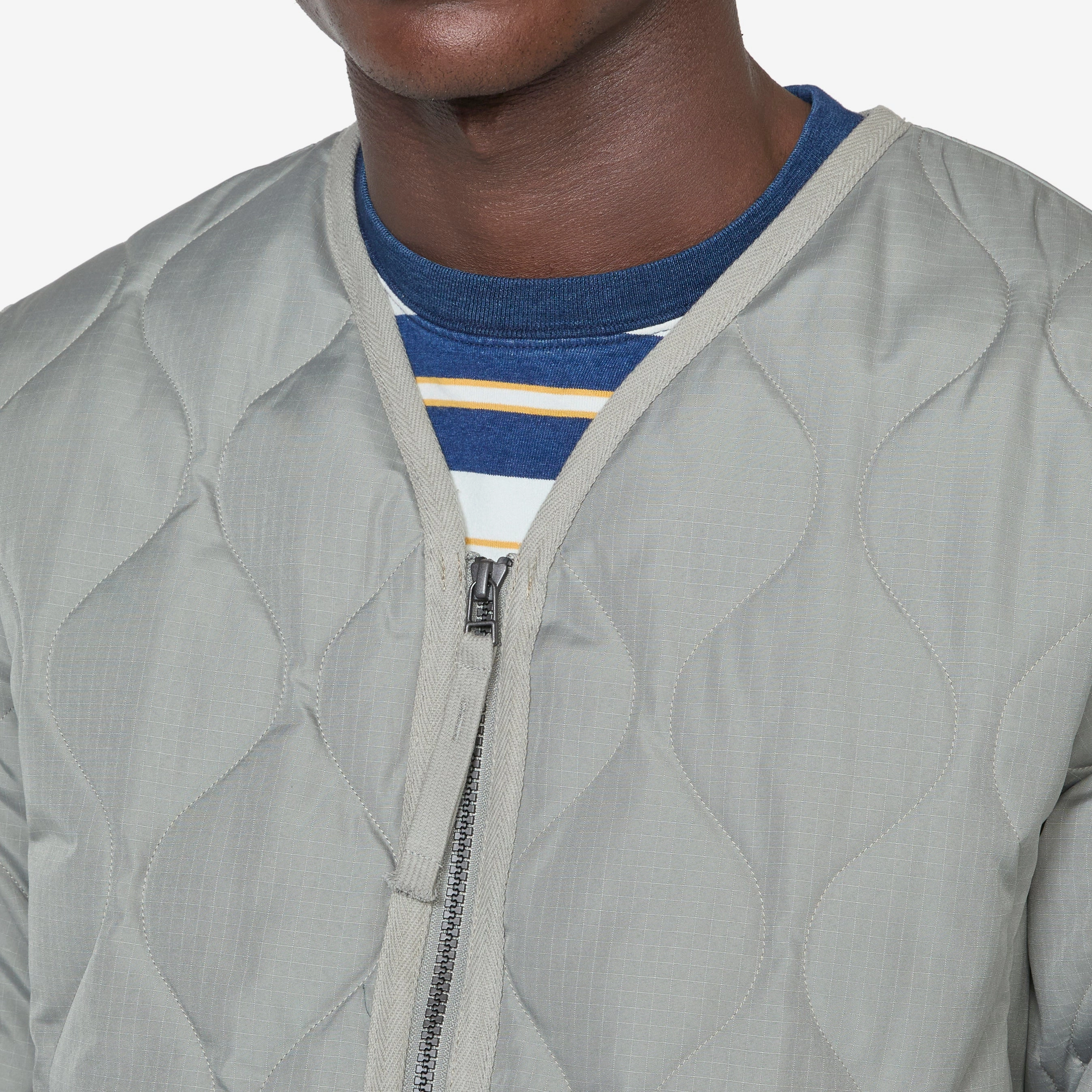 Military Zip V-Neck Down Jacket Dark Sage Green
