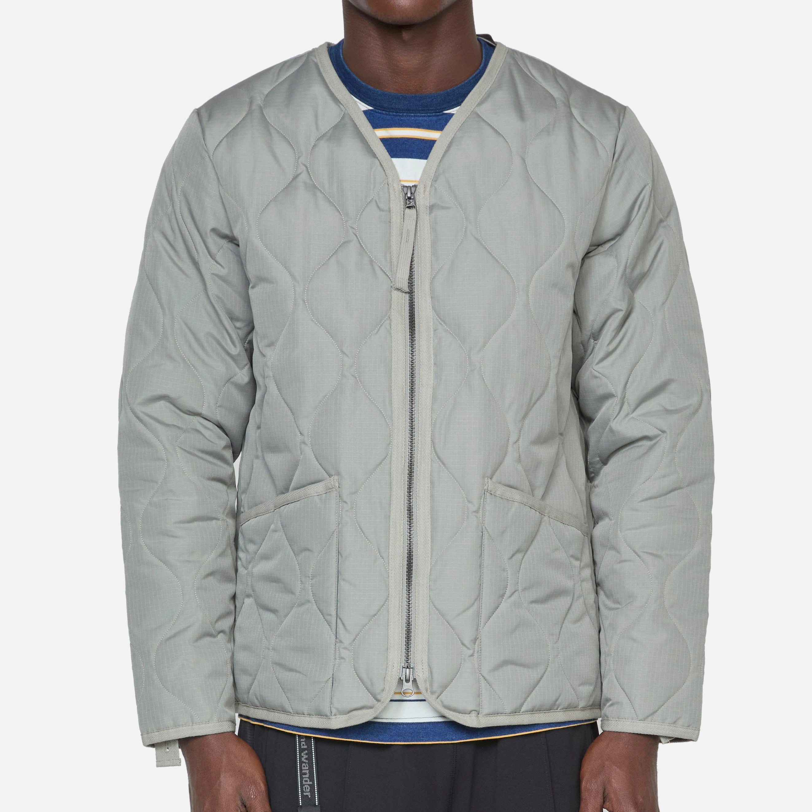 Military Zip V-Neck Down Jacket Dark Sage Green