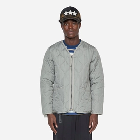 Military Zip V-Neck Down Jacket Dark Sage Green