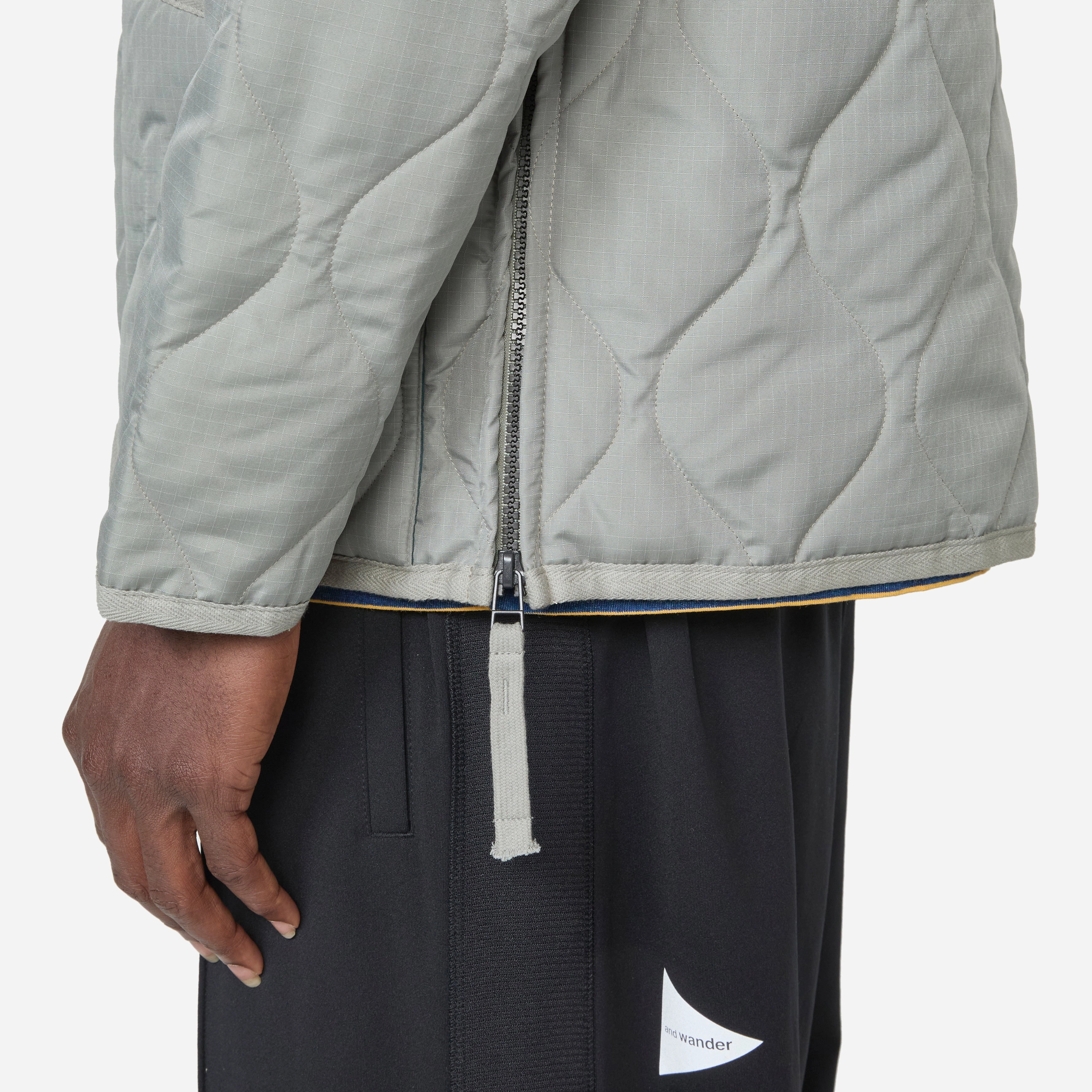 Military Zip V-Neck Down Jacket Dark Sage Green
