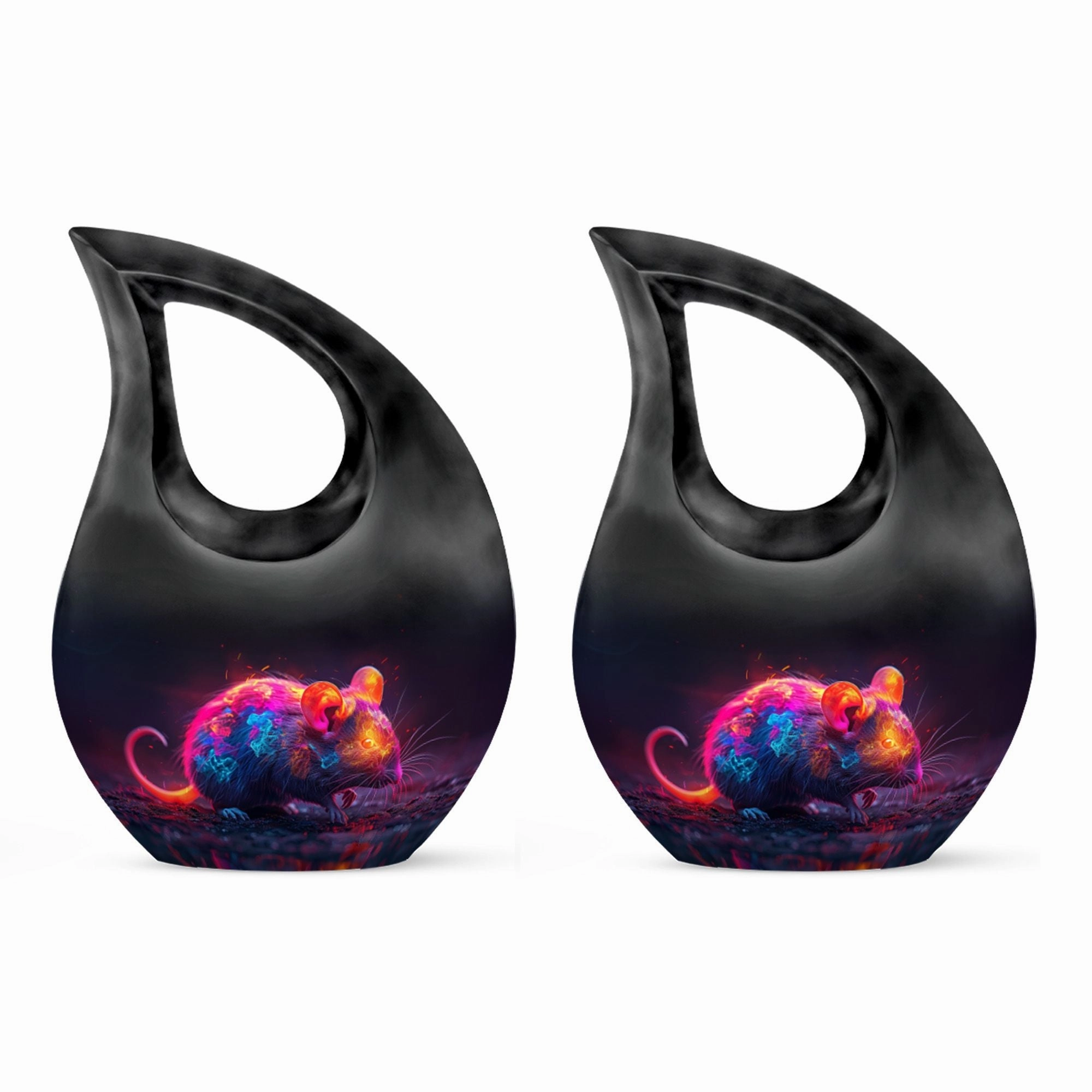Neon Whisper Rodent, Tall Memorial Urn Cross Drop Design