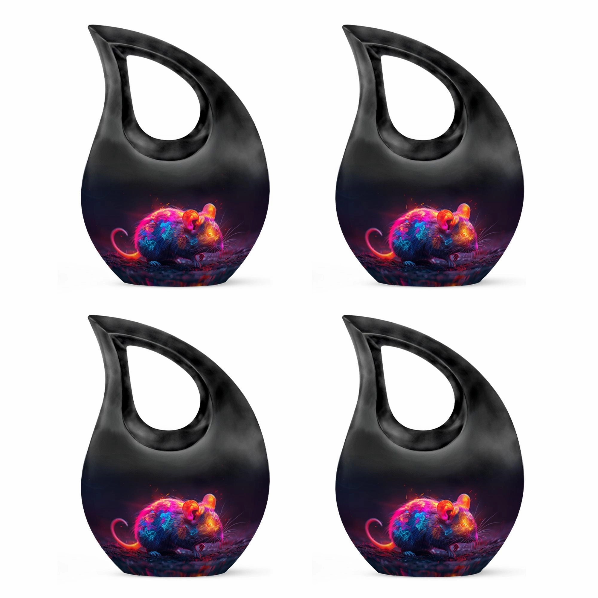 Neon Whisper Rodent, Tall Memorial Urn Cross Drop Design