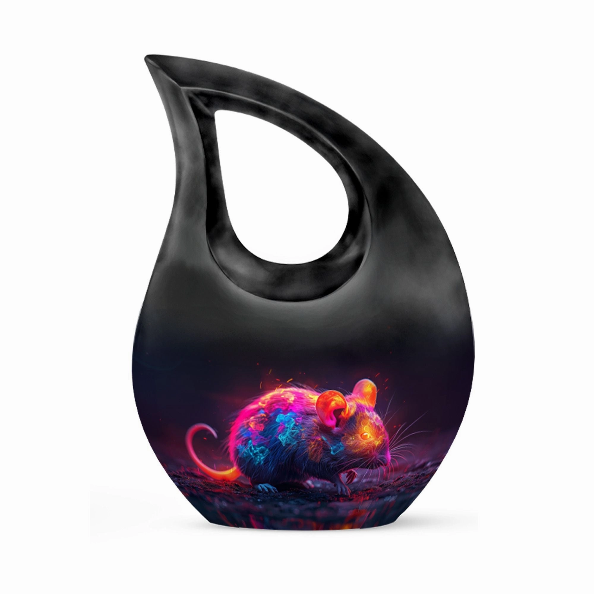 Neon Whisper Rodent, Tall Memorial Urn Cross Drop Design
