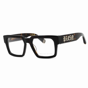 Philipp Plein Men's Eyeglasses - Shiny Dark Havana Plastic Square Frame | VPP156M 0722