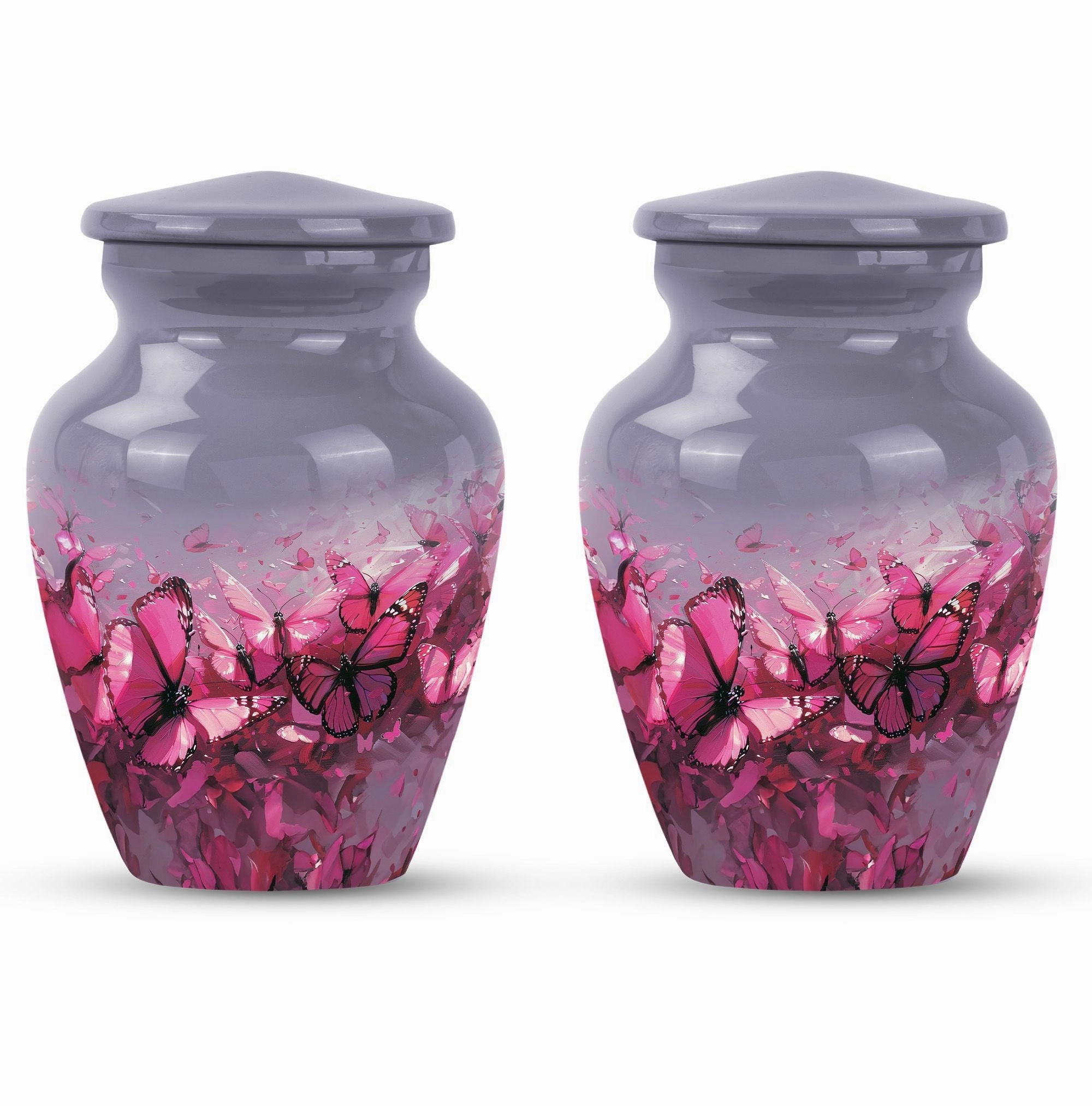 Pink Butterfly Embellished Premium Quality Cremation Vessel
