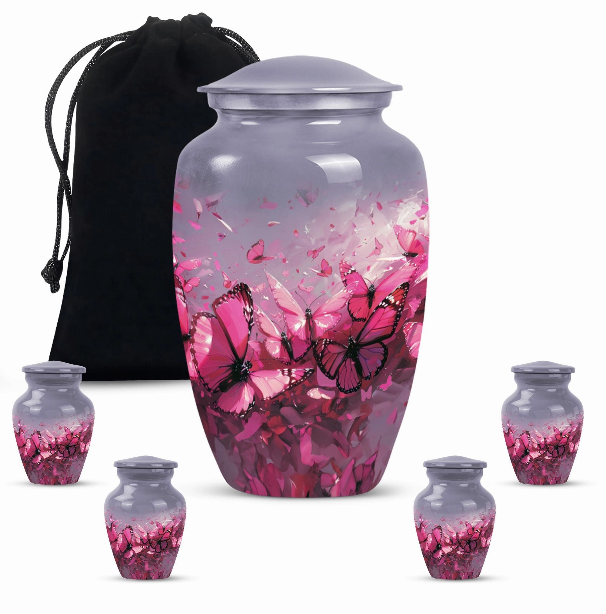 Pink Butterfly Embellished Premium Quality Cremation Vessel
