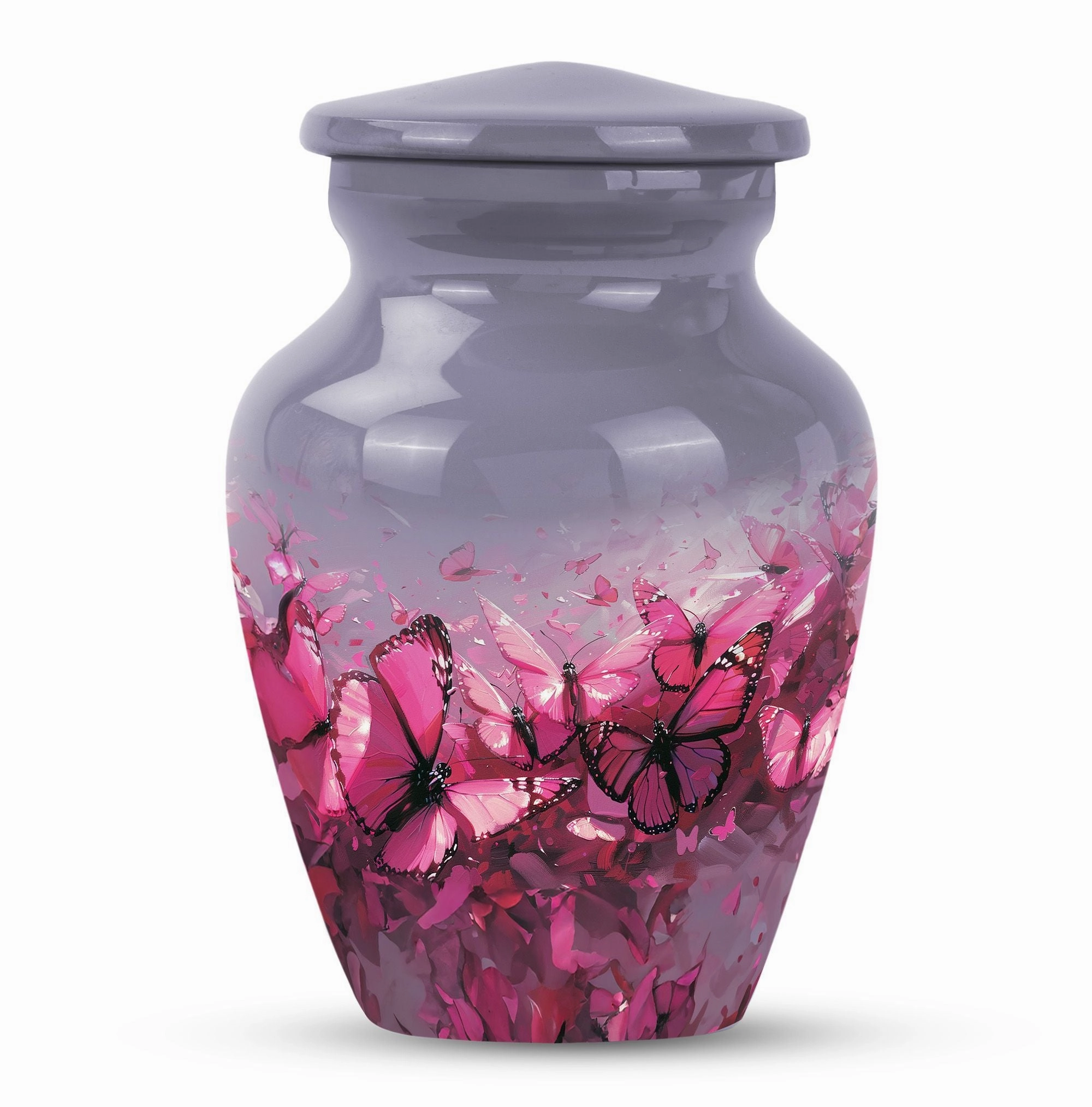 Pink Butterfly Embellished Premium Quality Cremation Vessel