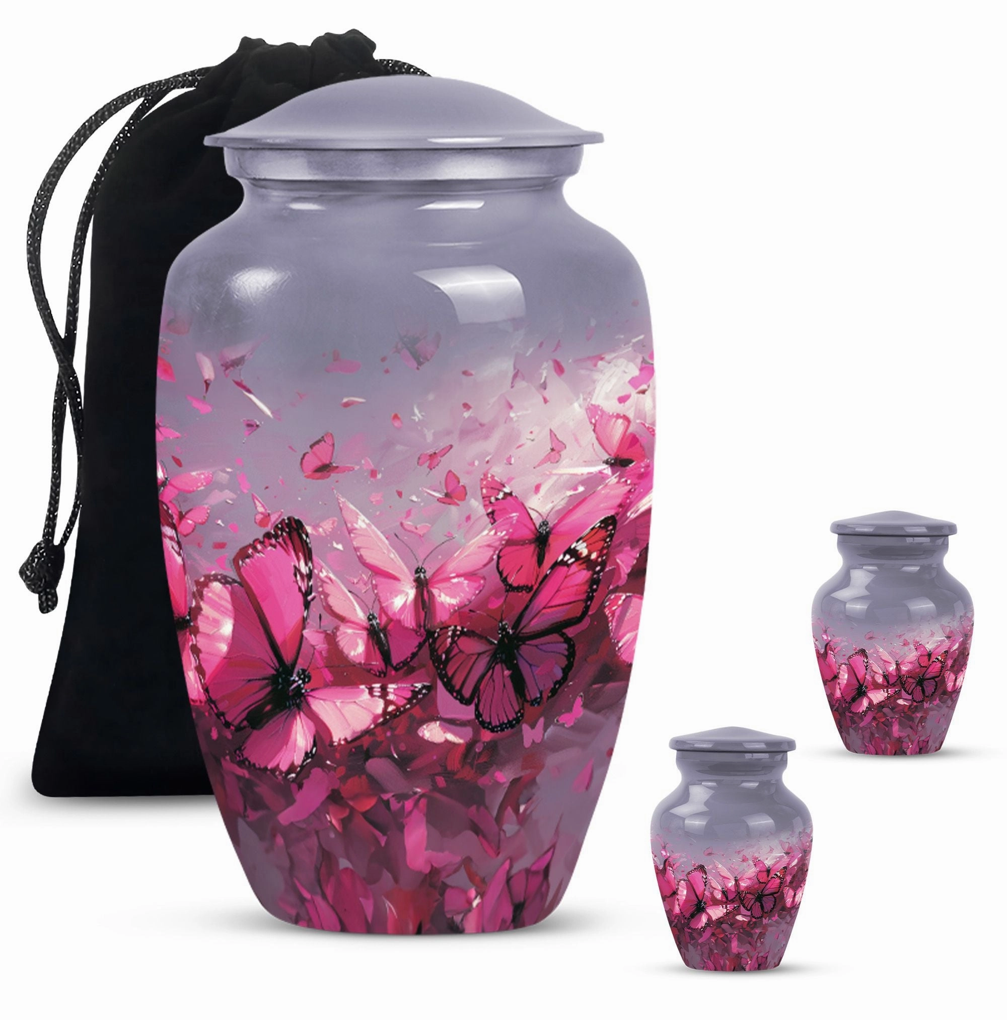 Pink Butterfly Embellished Premium Quality Cremation Vessel