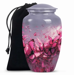 Pink Butterfly Embellished Premium Quality Cremation Vessel