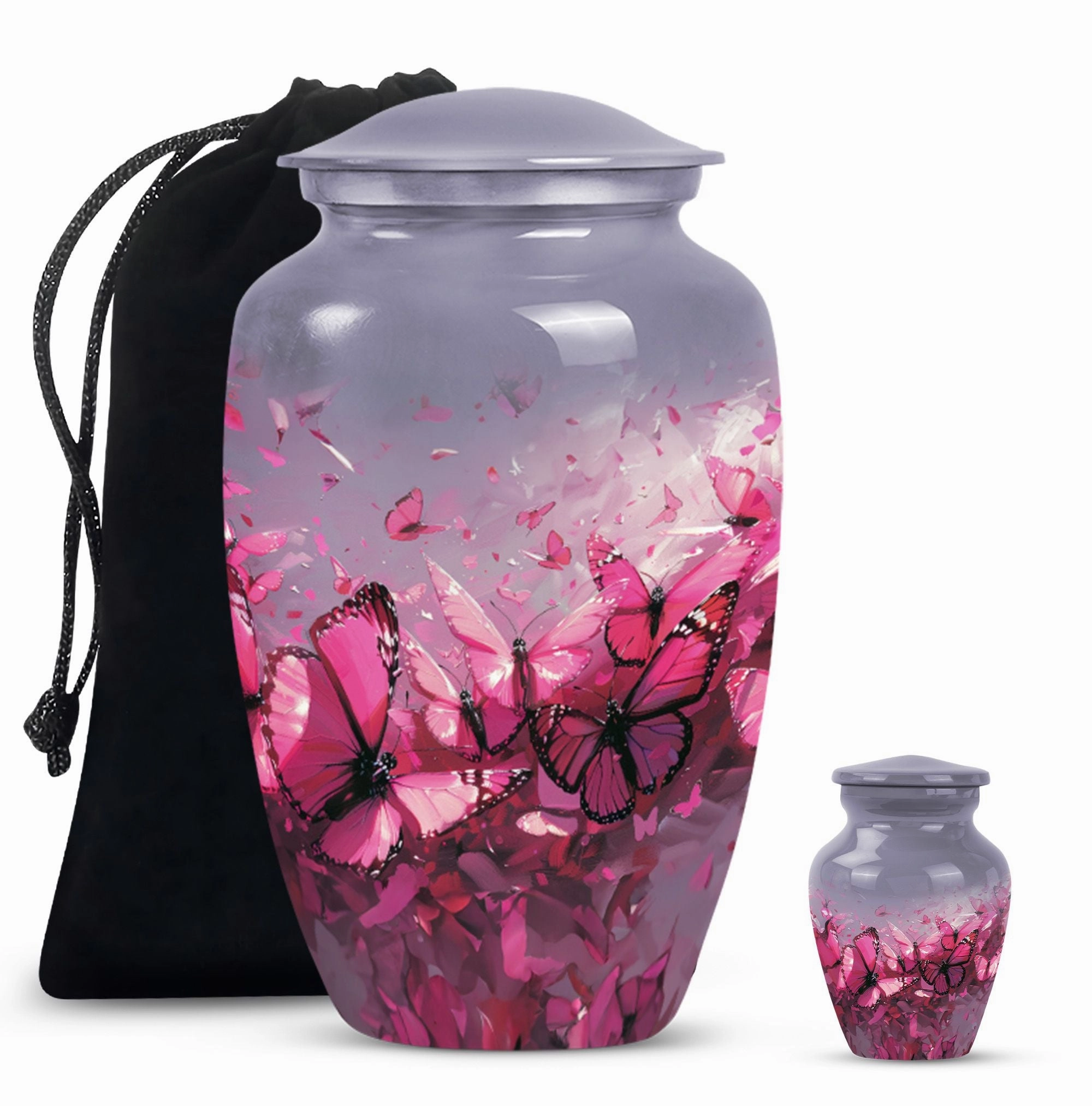 Pink Butterfly Embellished Premium Quality Cremation Vessel