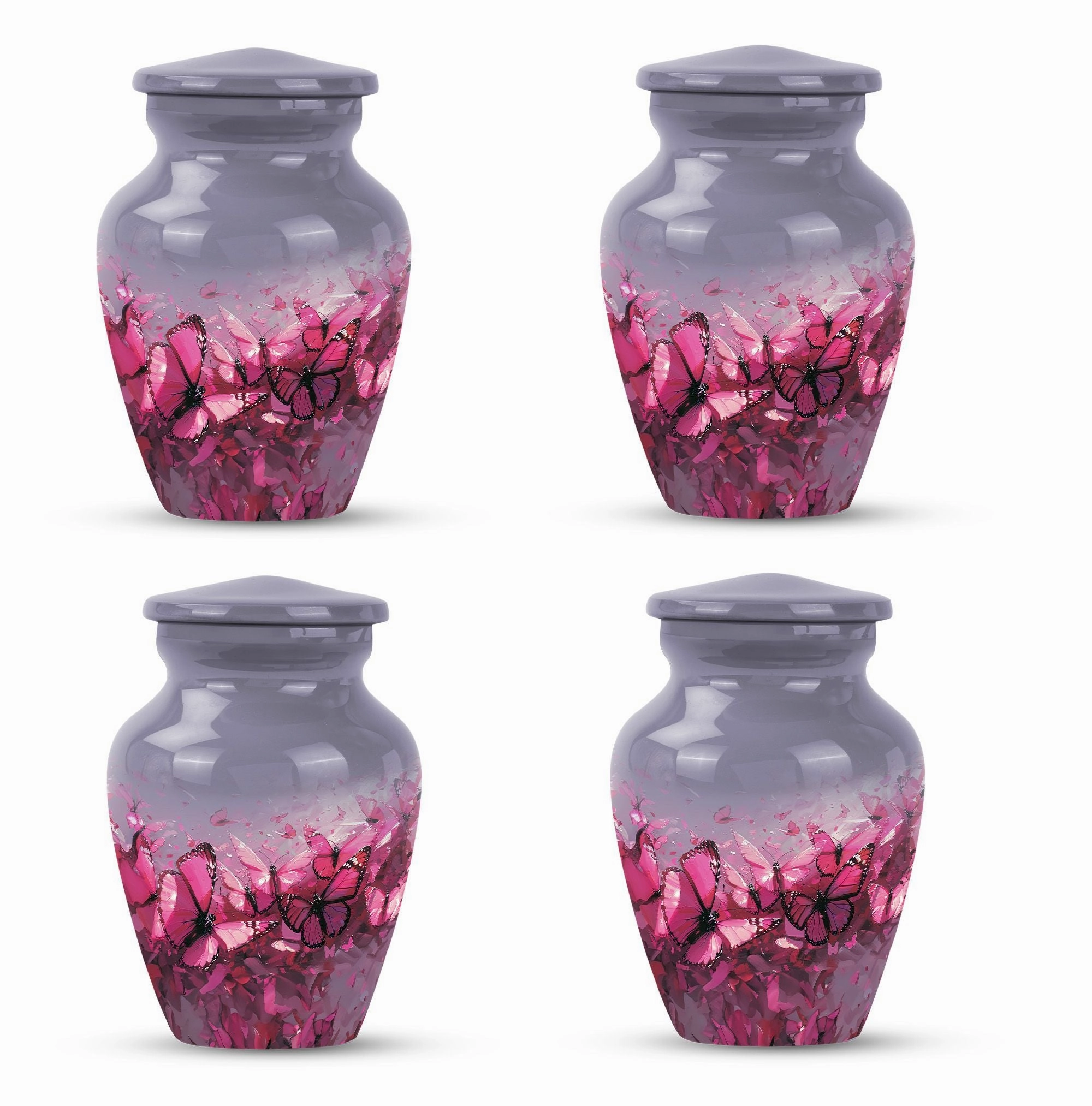 Pink Butterfly Embellished Premium Quality Cremation Vessel