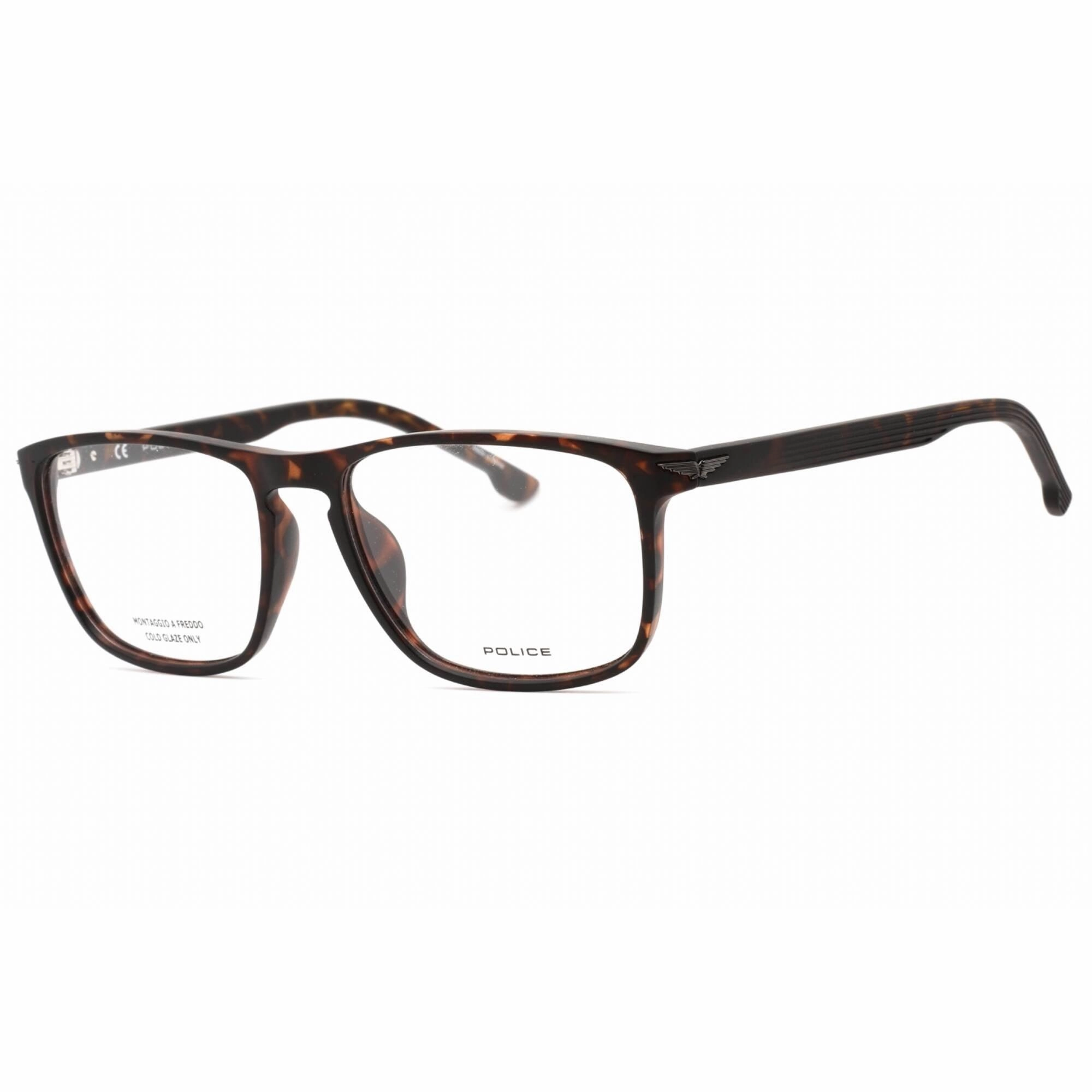 Police Men's Eyeglasses - Matte Dark Havana Rectangular Shape Frame | VPLA44 0878