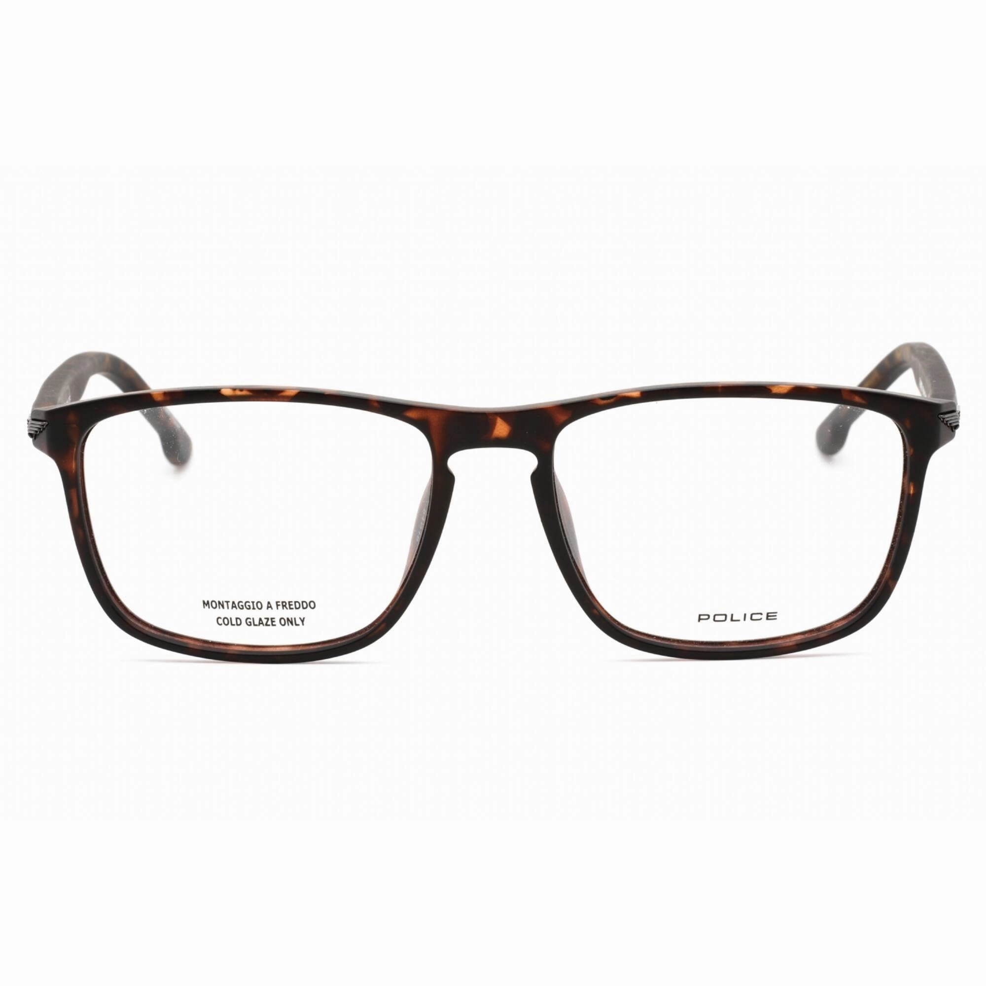 Police Men's Eyeglasses - Matte Dark Havana Rectangular Shape Frame | VPLA44 0878
