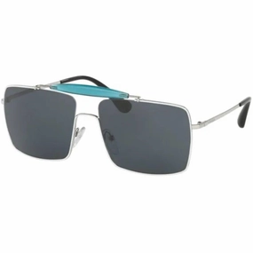 Prada Men's Sunglasses - Top White Silver Rectangular Frame | PRADA 0PR 57SS 7BA2K158