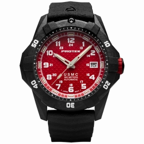 ProTek Men's Watch - USMC Series Automatic Red Dial Genuine Rubber Strap Dive | 1212
