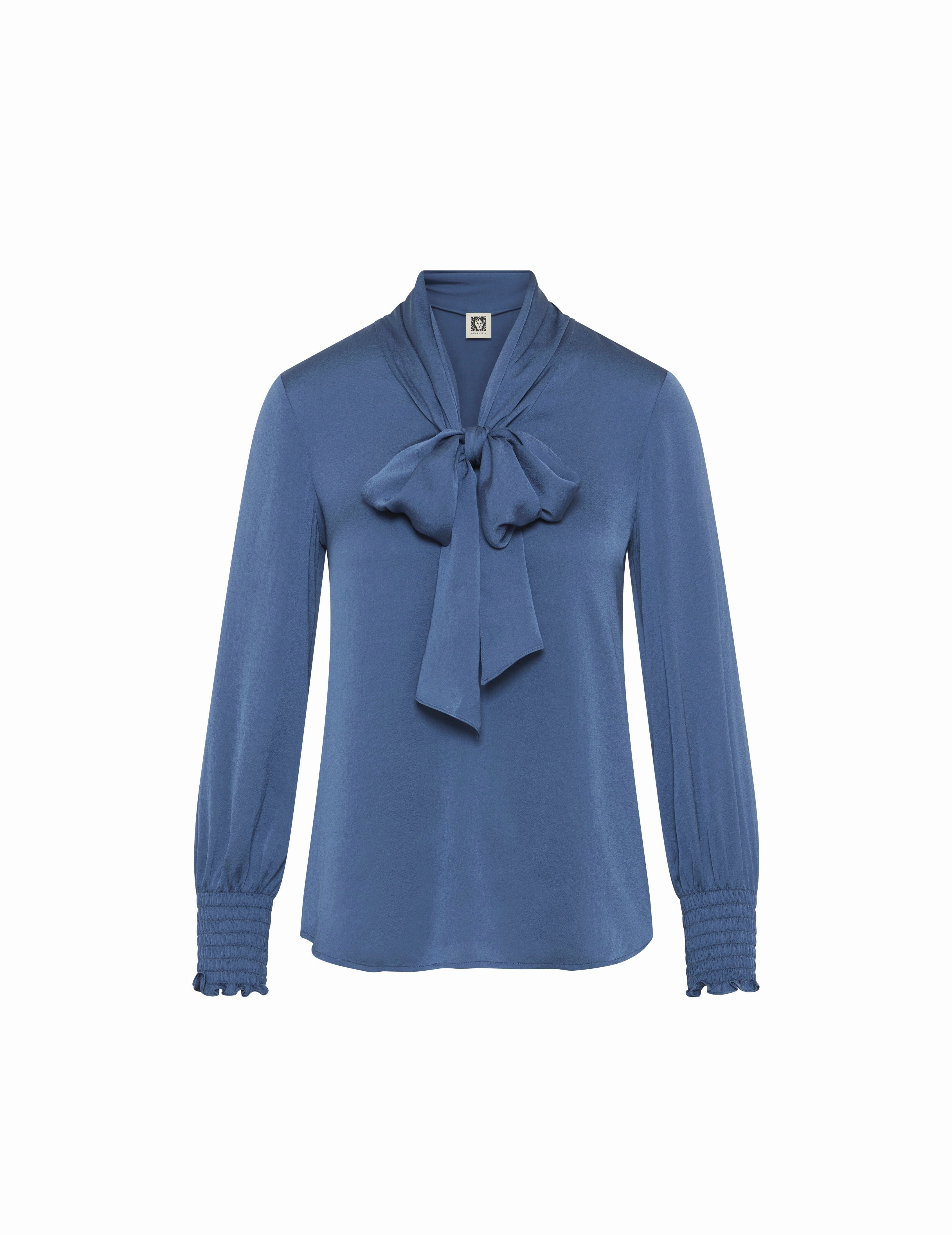 Smocked Cuff Bow Blouse- Sale