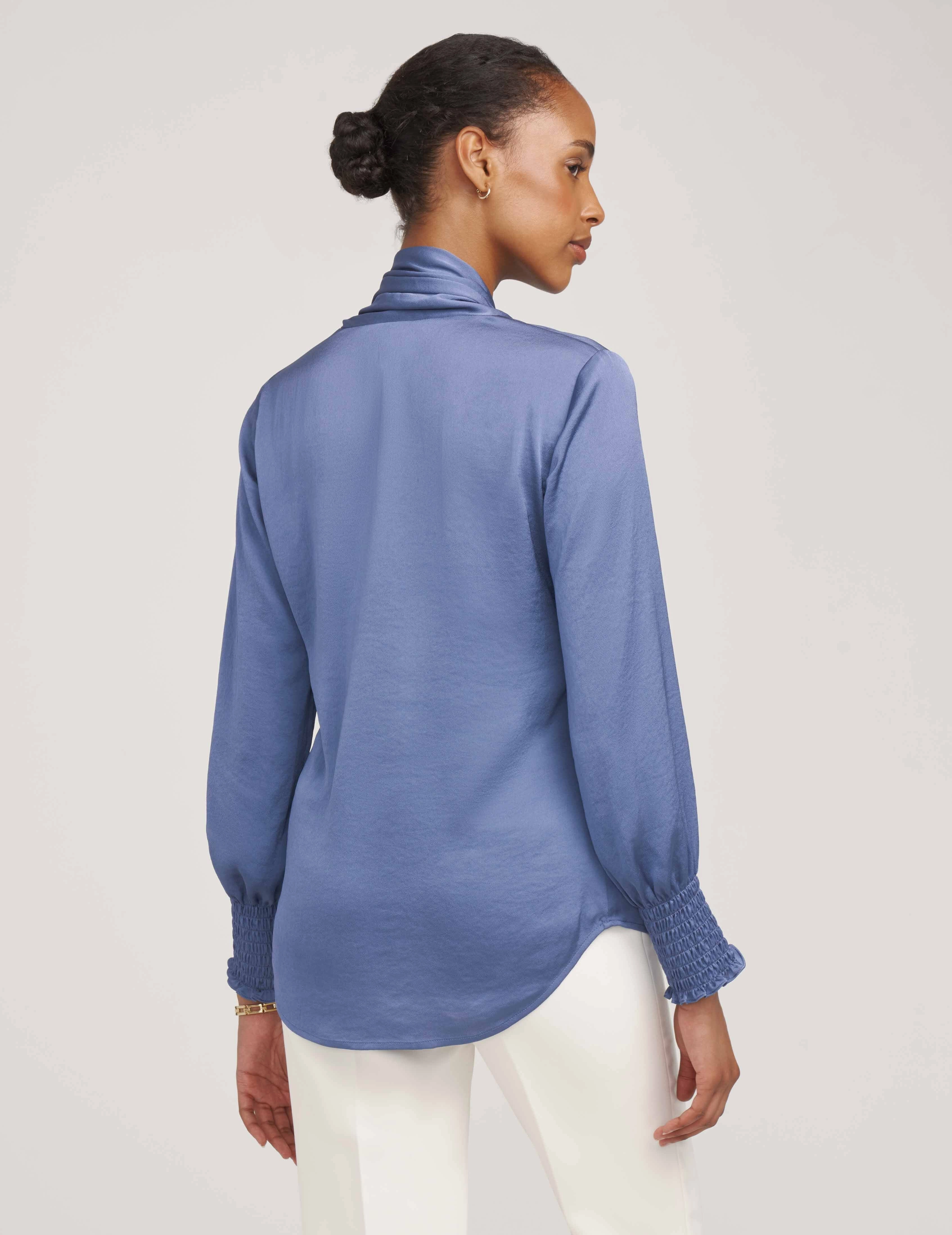 Smocked Cuff Bow Blouse- Sale