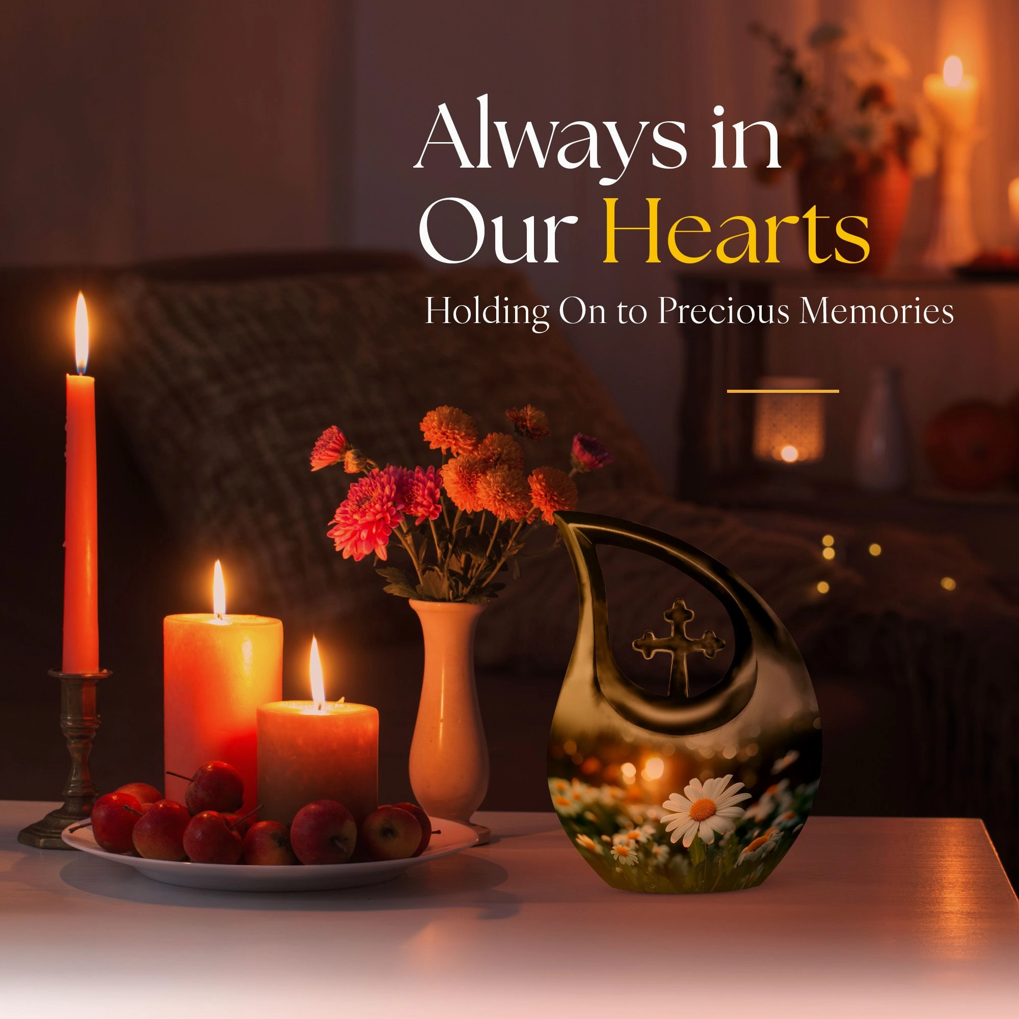 Sunset Glow Cross Drop Urn, A Soothing Memorial For Loved Ones