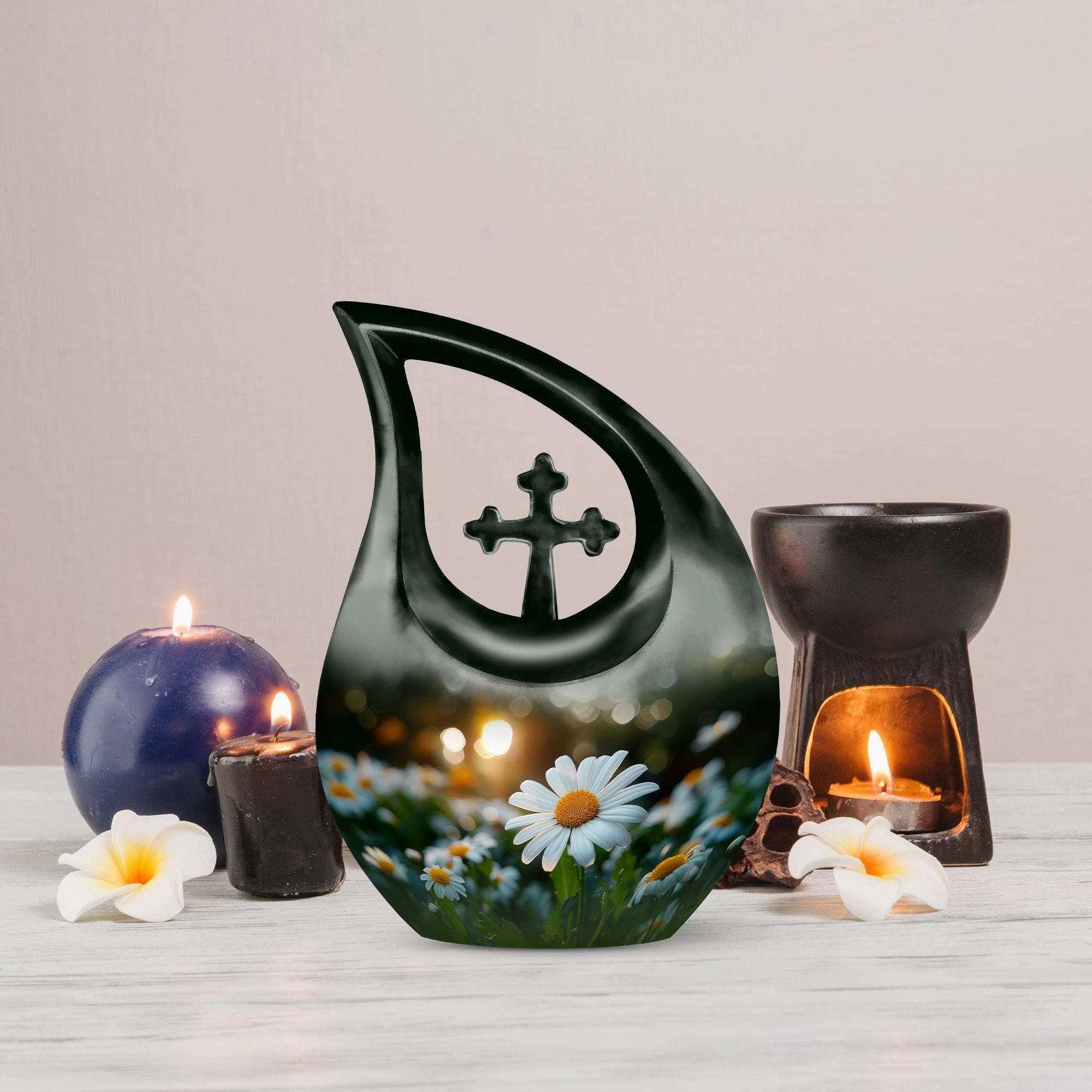 Sunset Glow Cross Drop Urn, A Soothing Memorial For Loved Ones