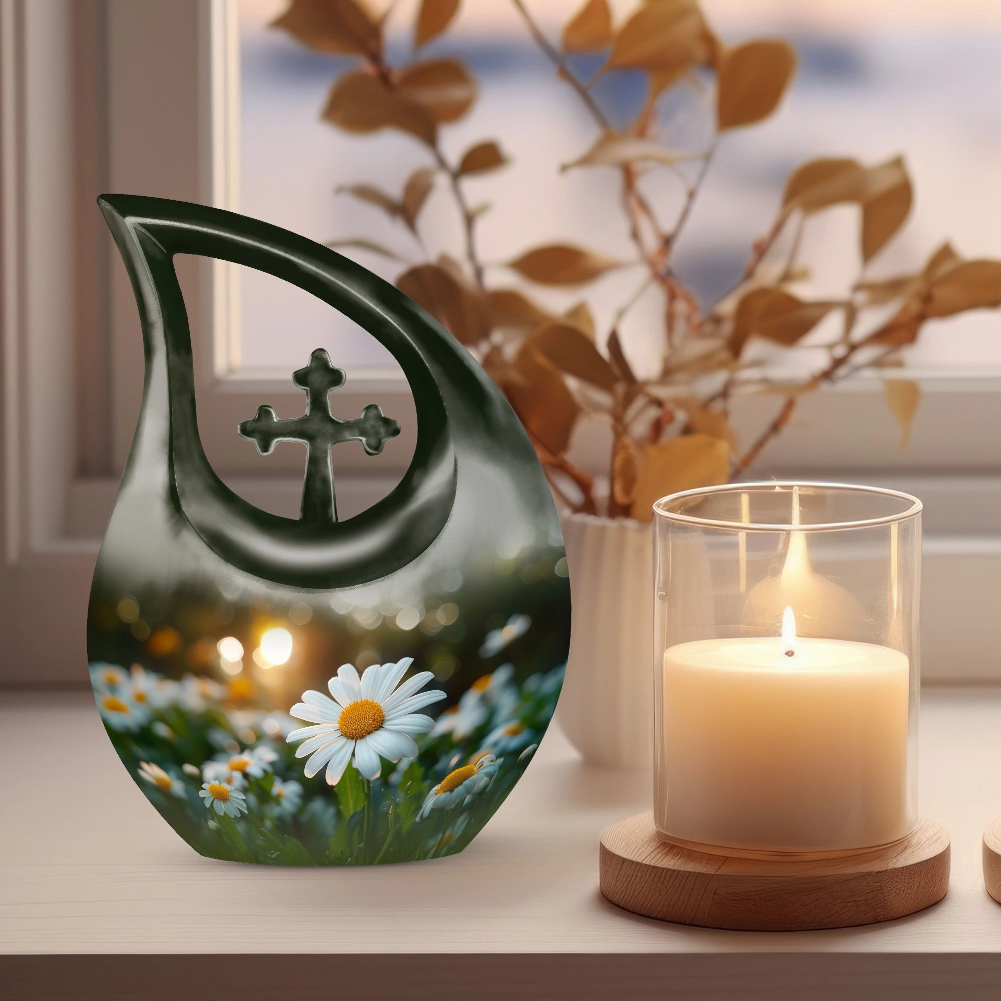 Sunset Glow Cross Drop Urn, A Soothing Memorial For Loved Ones