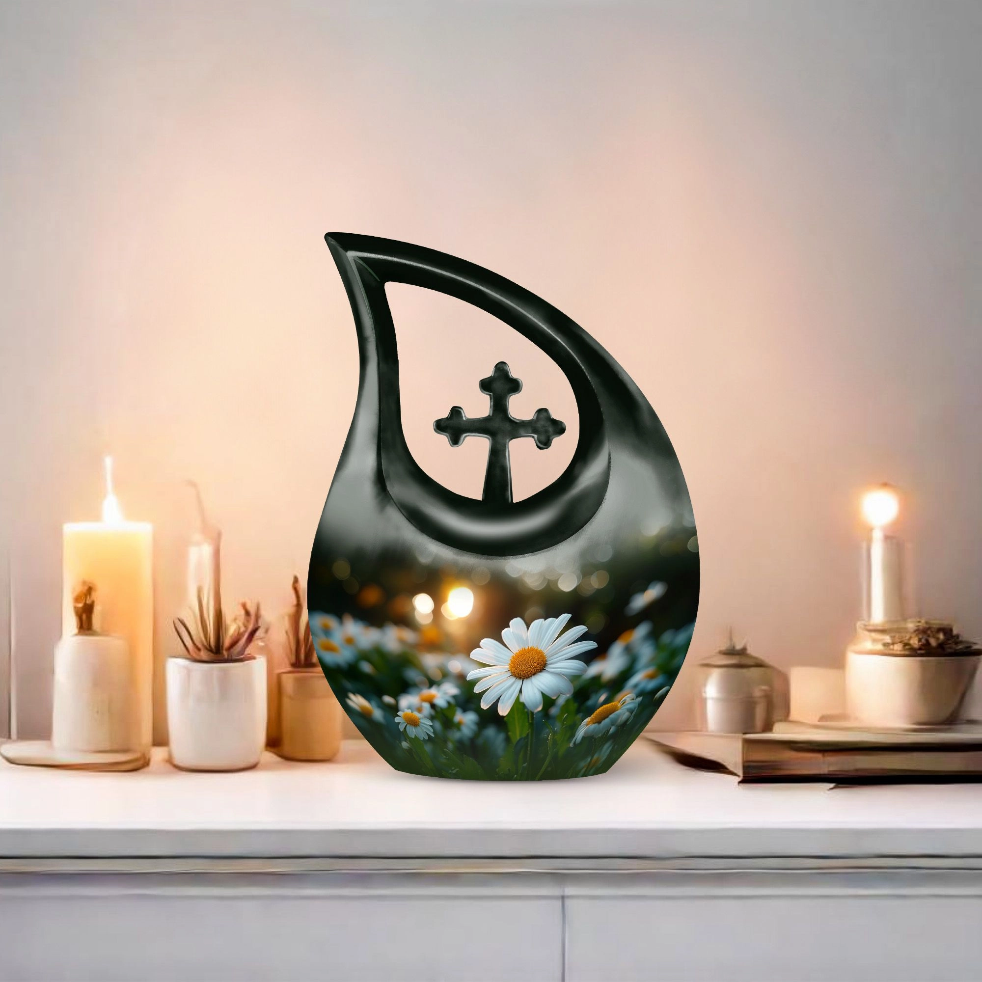 Sunset Glow Cross Drop Urn, A Soothing Memorial For Loved Ones