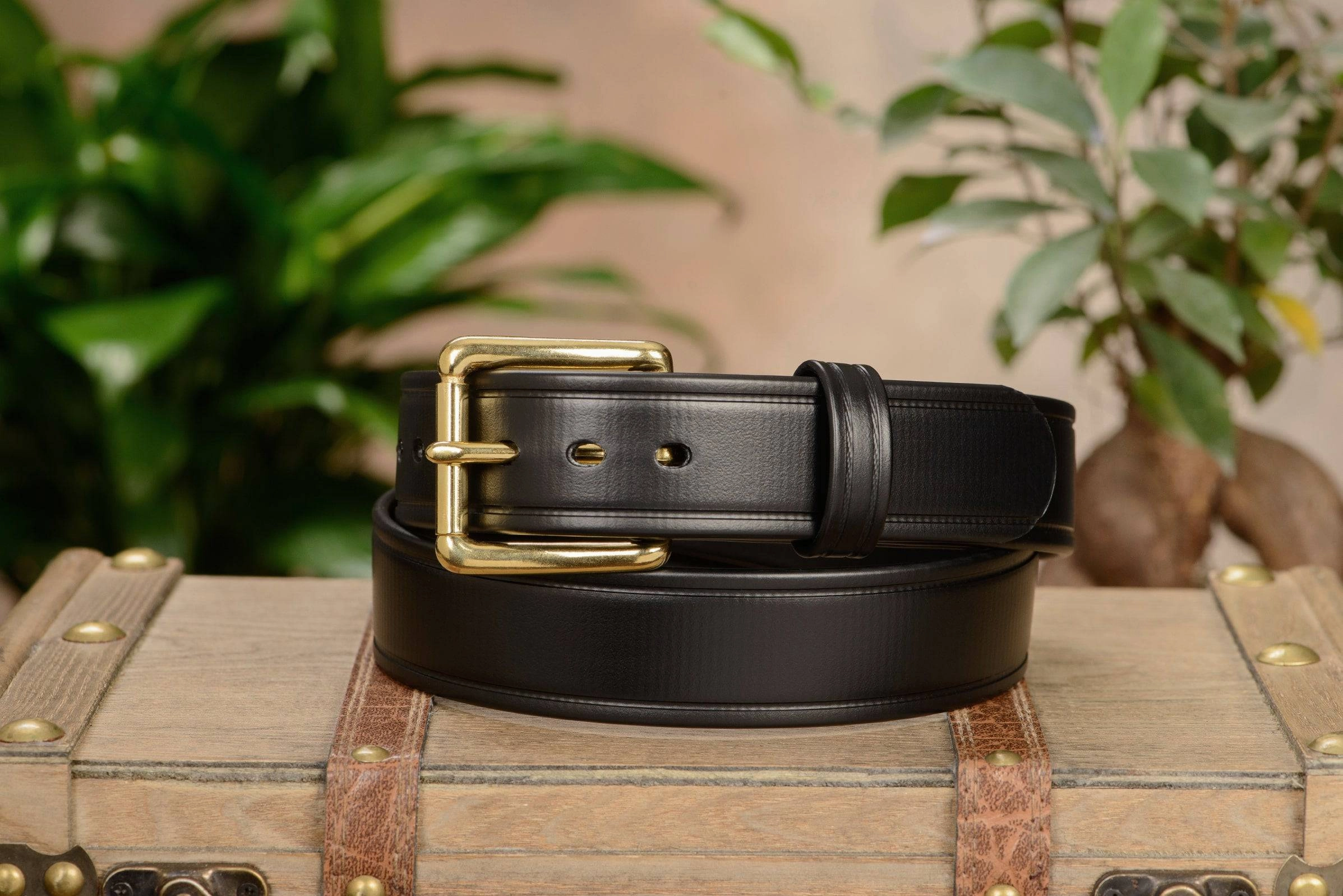 The Hercules Belt™ -  Black Max Thick With Brass Buckle 1.50" (H505BK)