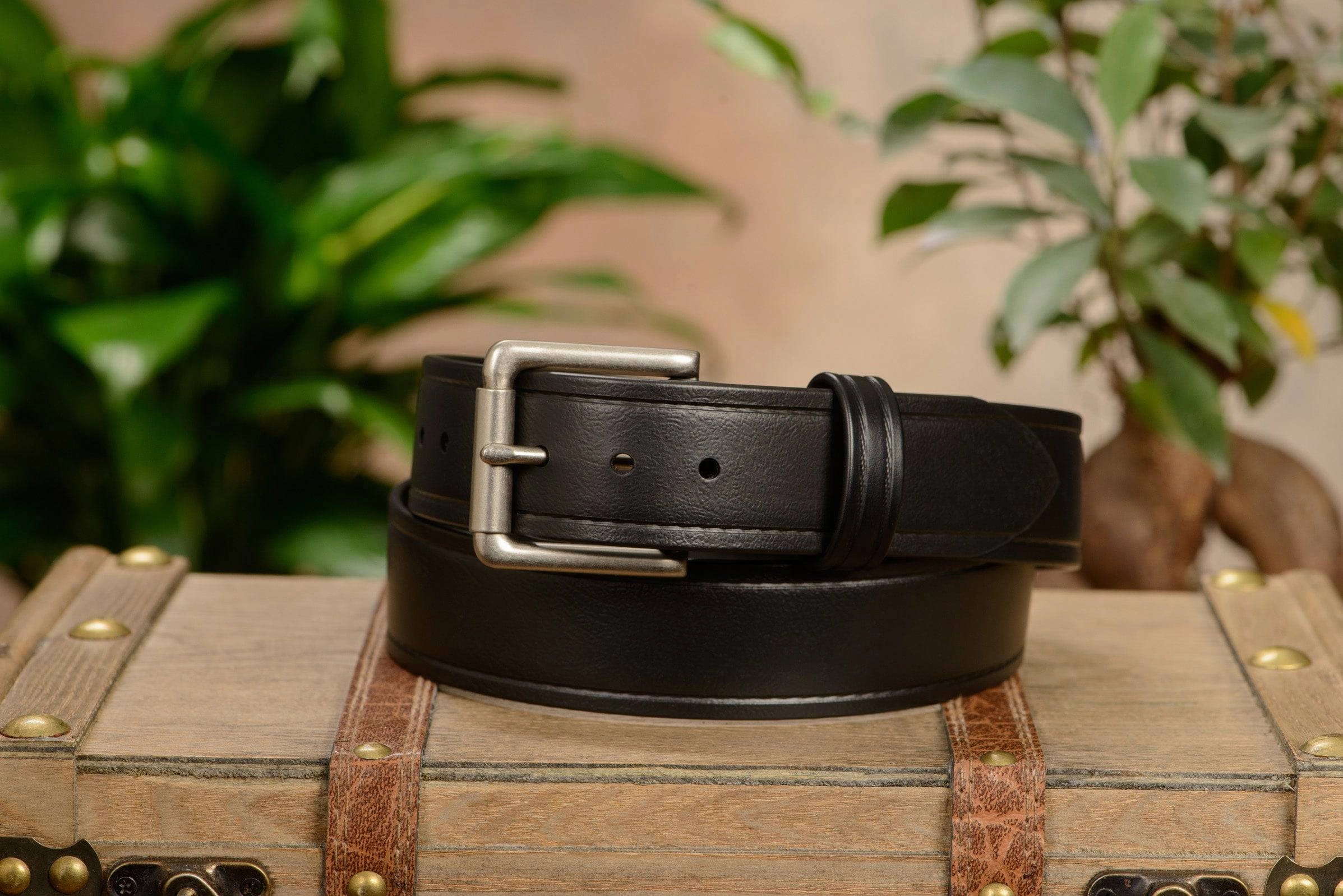 The Hercules Belt™ -  Black With Brushed Nickel Roller Buckle 1.50" (H125)