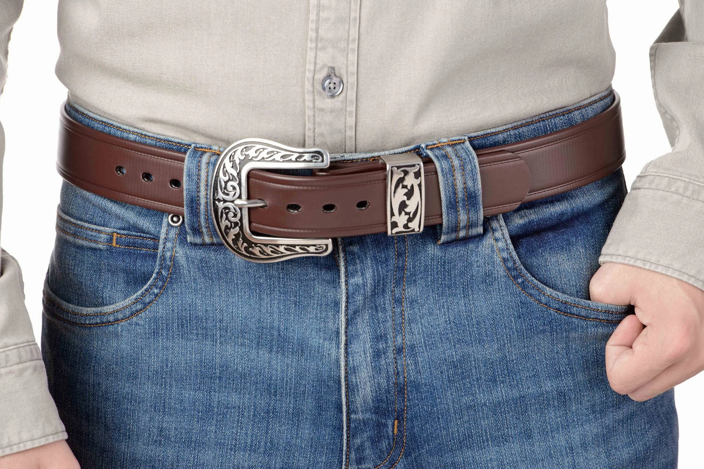 The Hercules Belt™ -  Brown Max Thick With Western Buckle And Keeper 1.50" (H570BR)