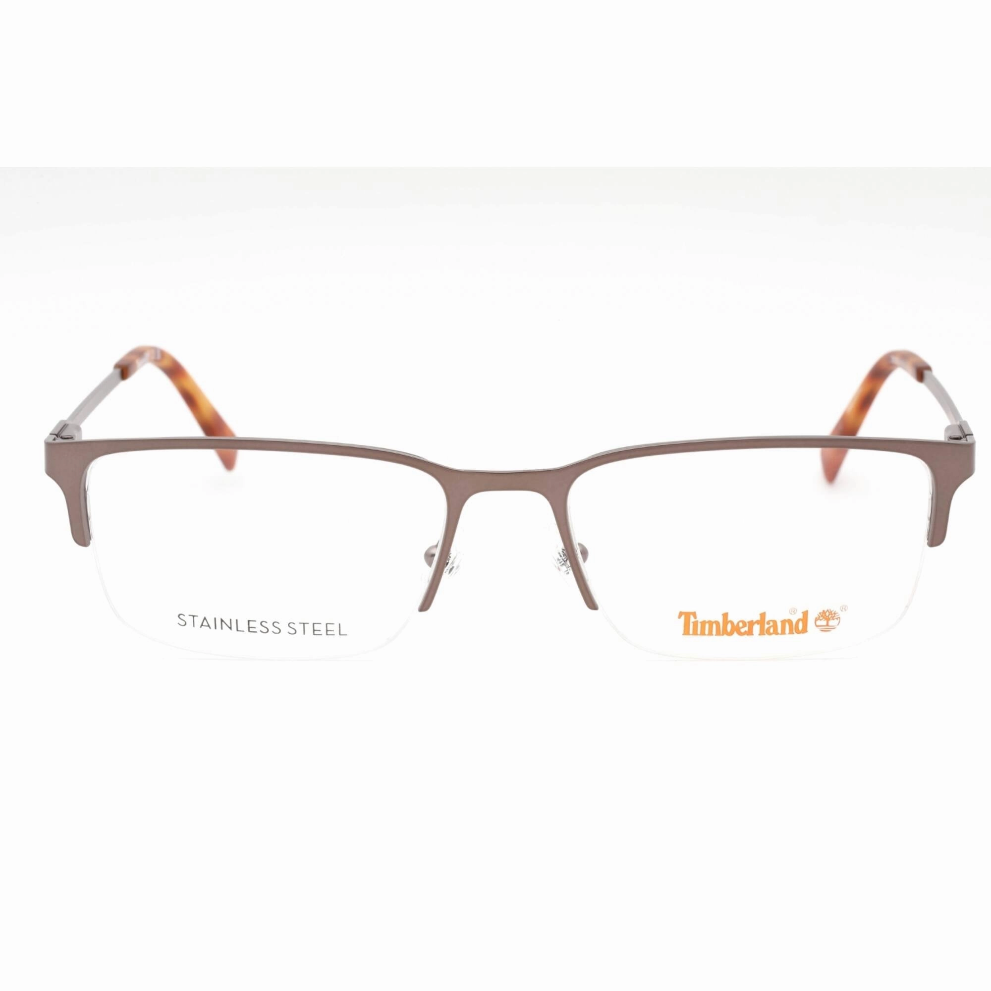Timberland Men's Eyeglasses - Matte Dark Ruthenium Metal Half Rim Frame | TB1799 013