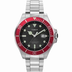 Timex Men's Watch - Harborside Quartz Black Dial Silver Tone Bracelet | TW2U41700