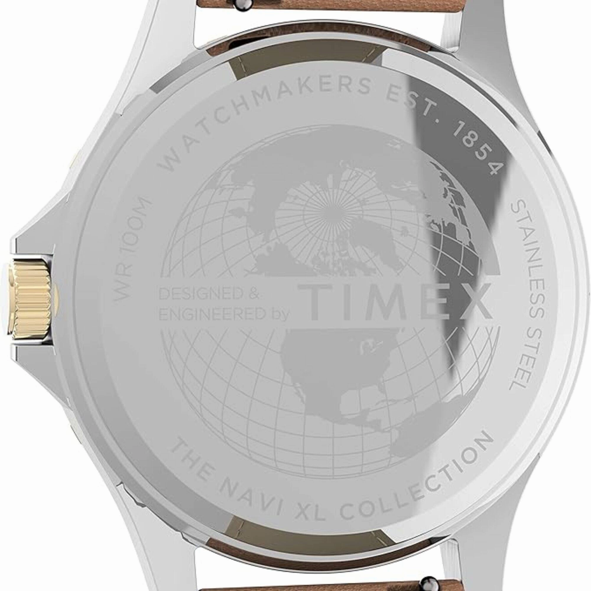 Timex Men's Watch - Navi XL Quartz Black Dial Tan Genuine Leather Strap | TW2U55600