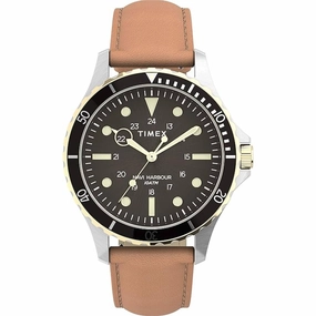 Timex Men's Watch - Navi XL Quartz Black Dial Tan Genuine Leather Strap | TW2U55600