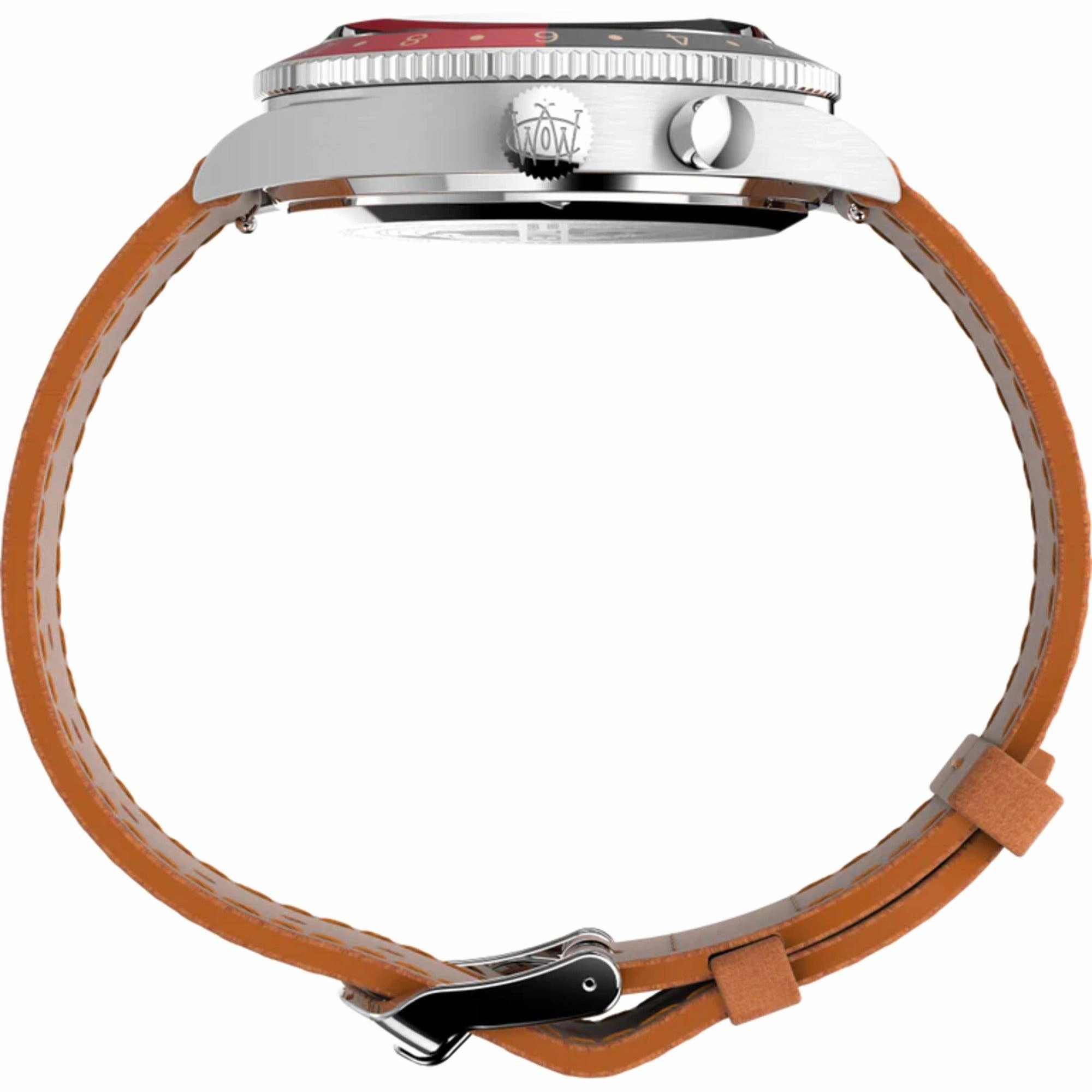 Timex Men's Watch - The Waterbury GMT Rotating Bezel Tan Leather Strap | TW2V74000